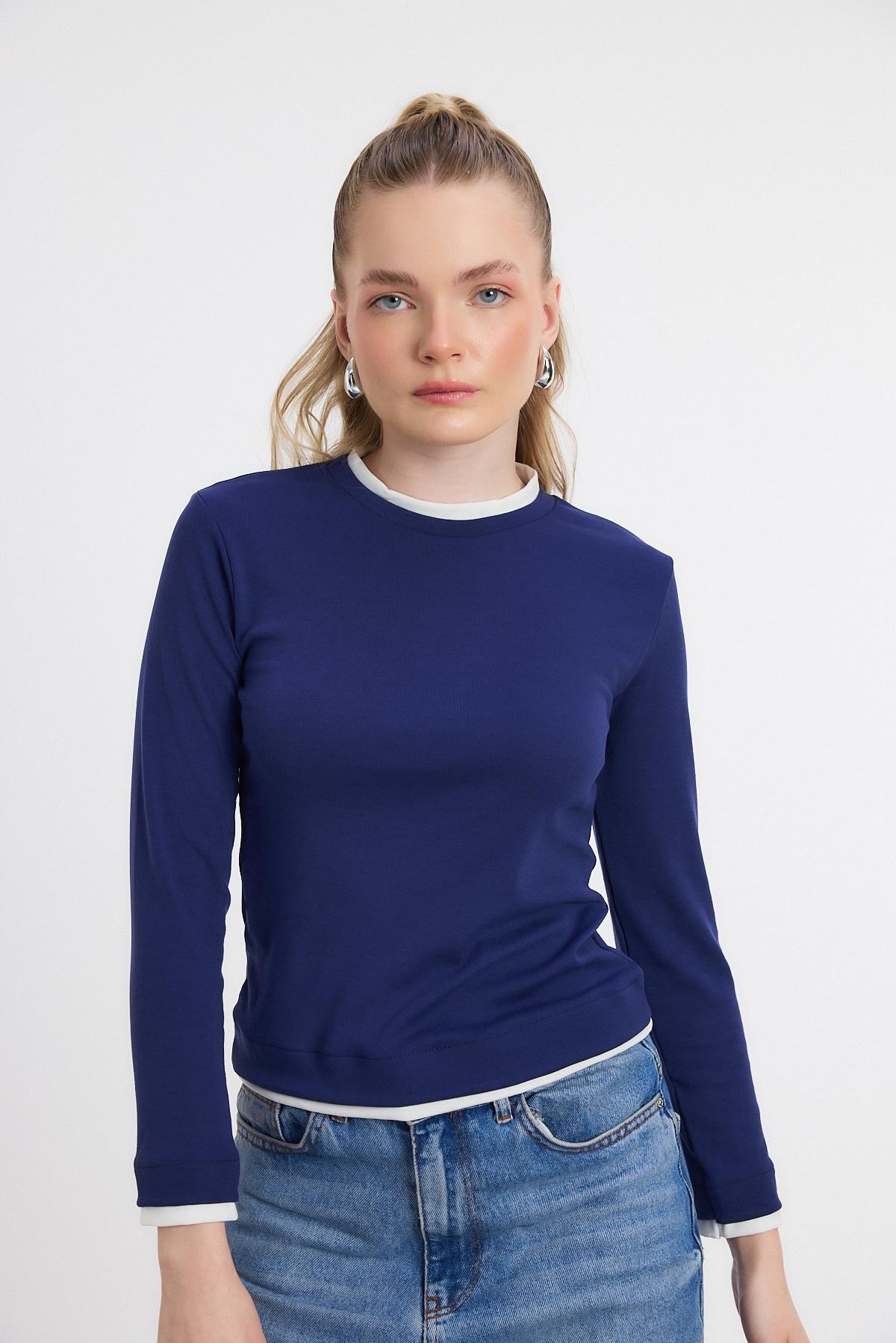 Ribana Detay Uzun Kollu Bluz 3011 Laci - 6