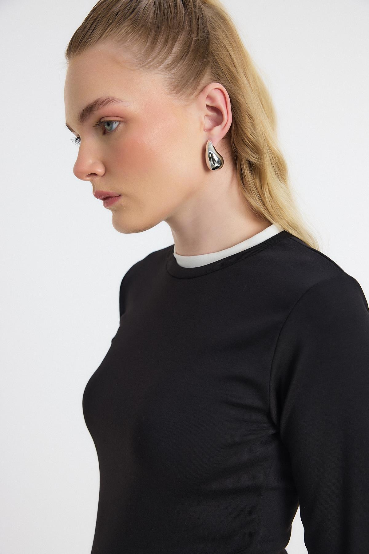 Siyah Ribana Detay Uzun Kollu Bluz 3011 - 4