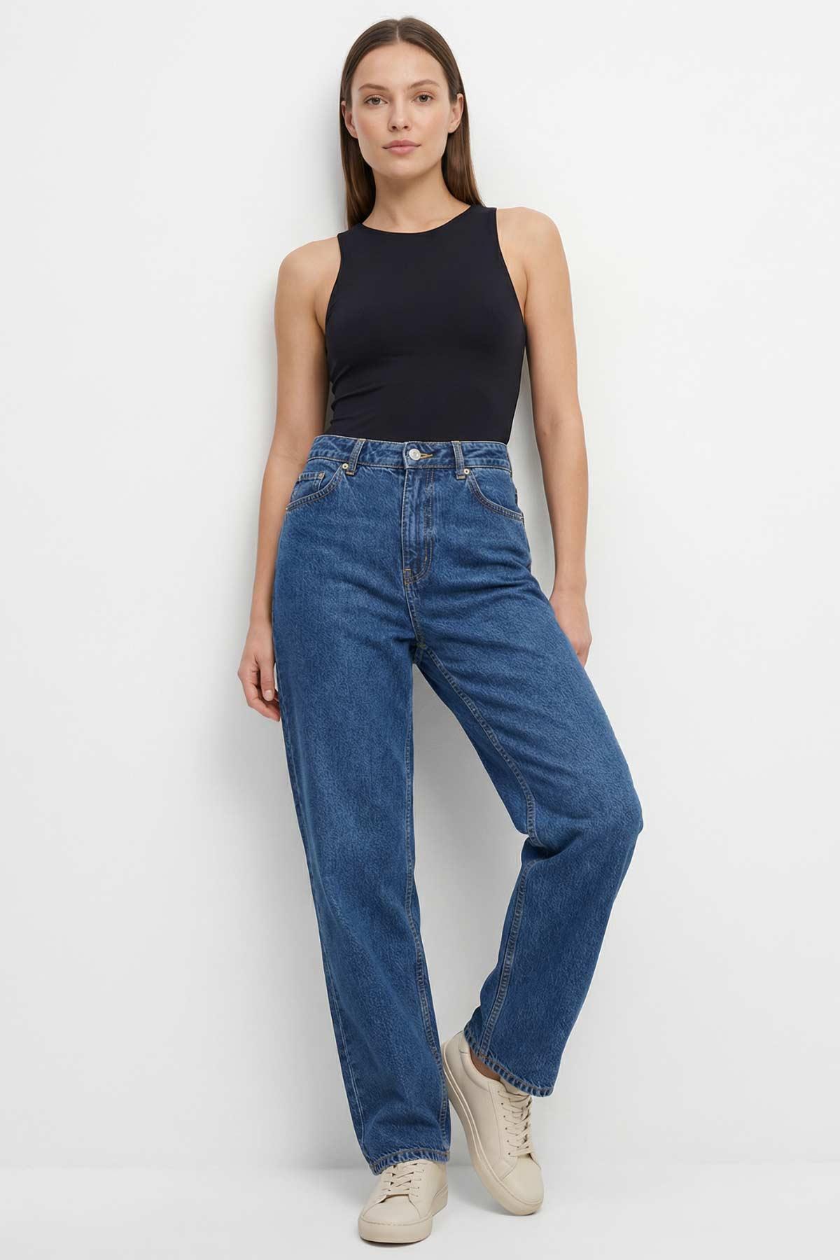 3013 Baggy Yancep Pantolon Ara Mavi 