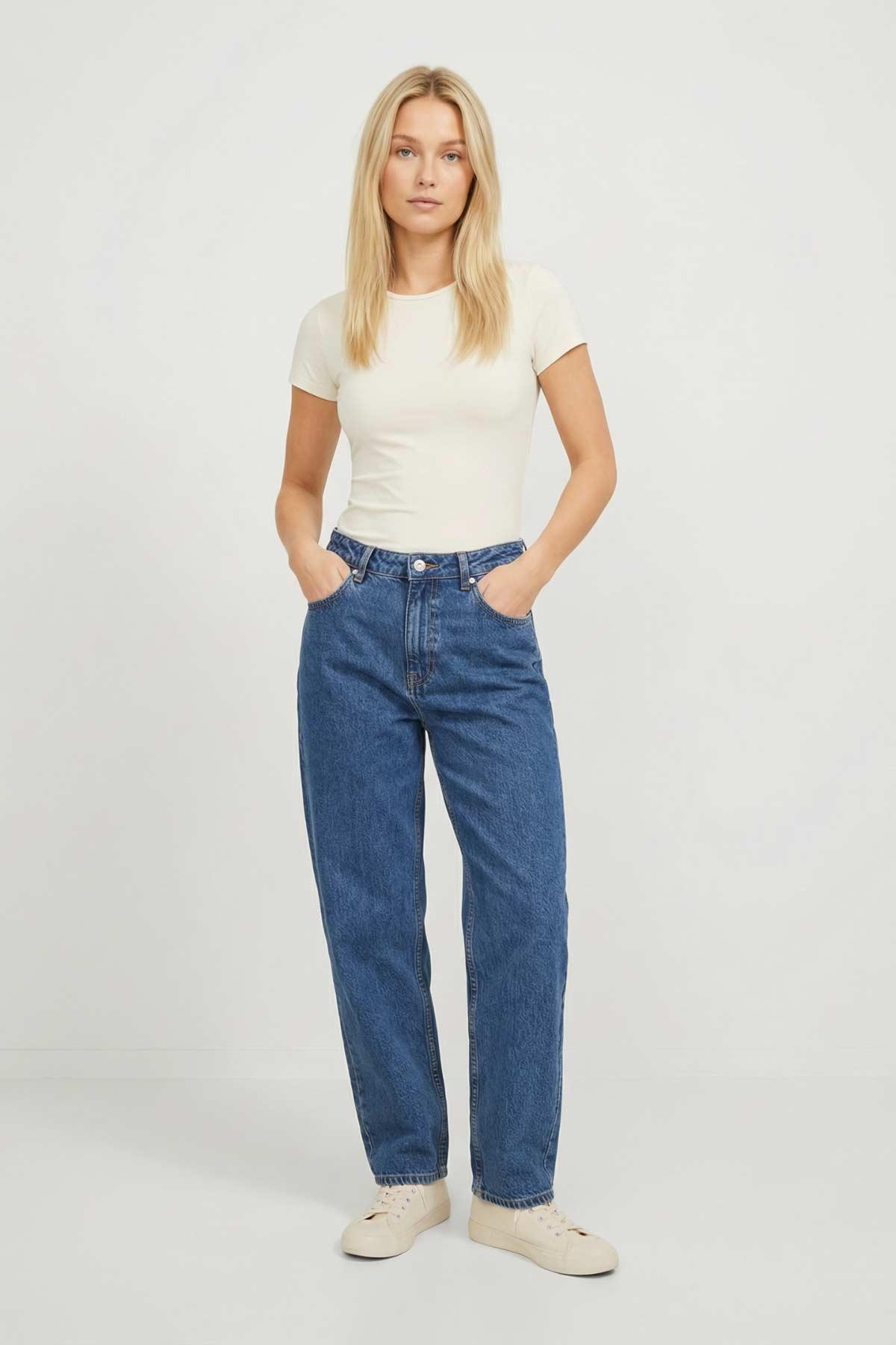 Mavi Baggy Yan Cep Pantolon 3013 - 1