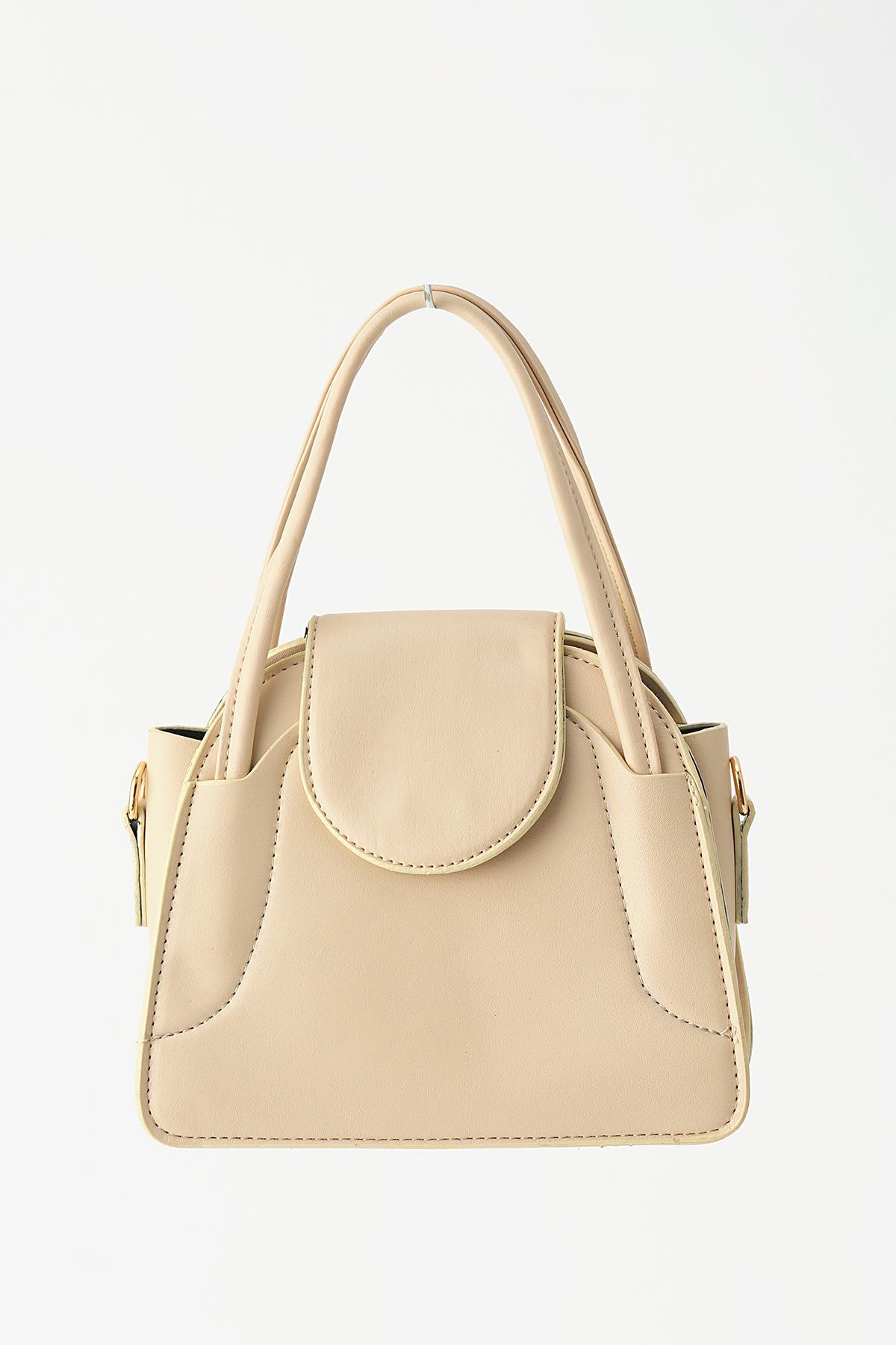 3014 Mini Kapak Detay El Çantası Krem 