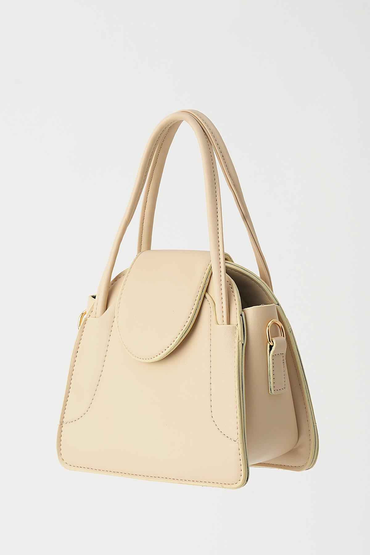 Krem Mini Kapak Detay El Çantası 3014 - 2