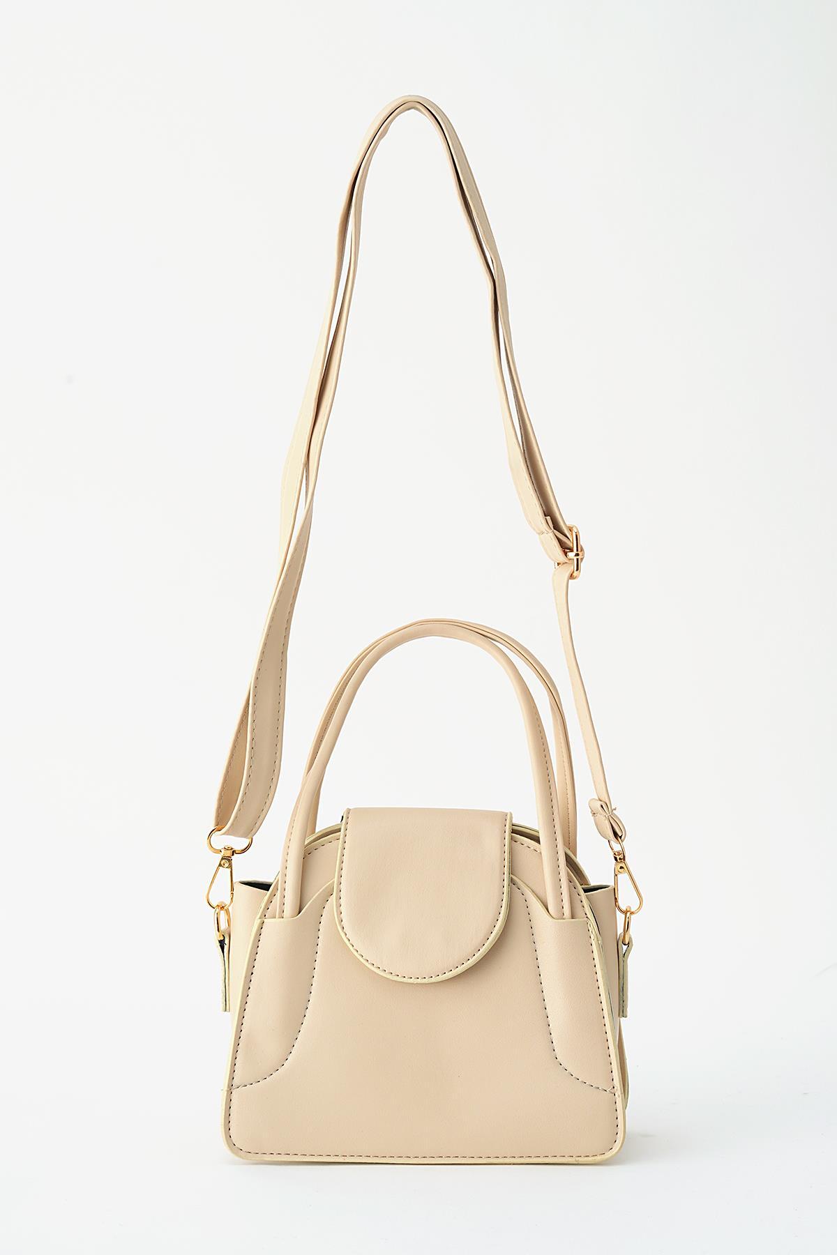 Krem Mini Kapak Detay El Çantası 3014 - 4