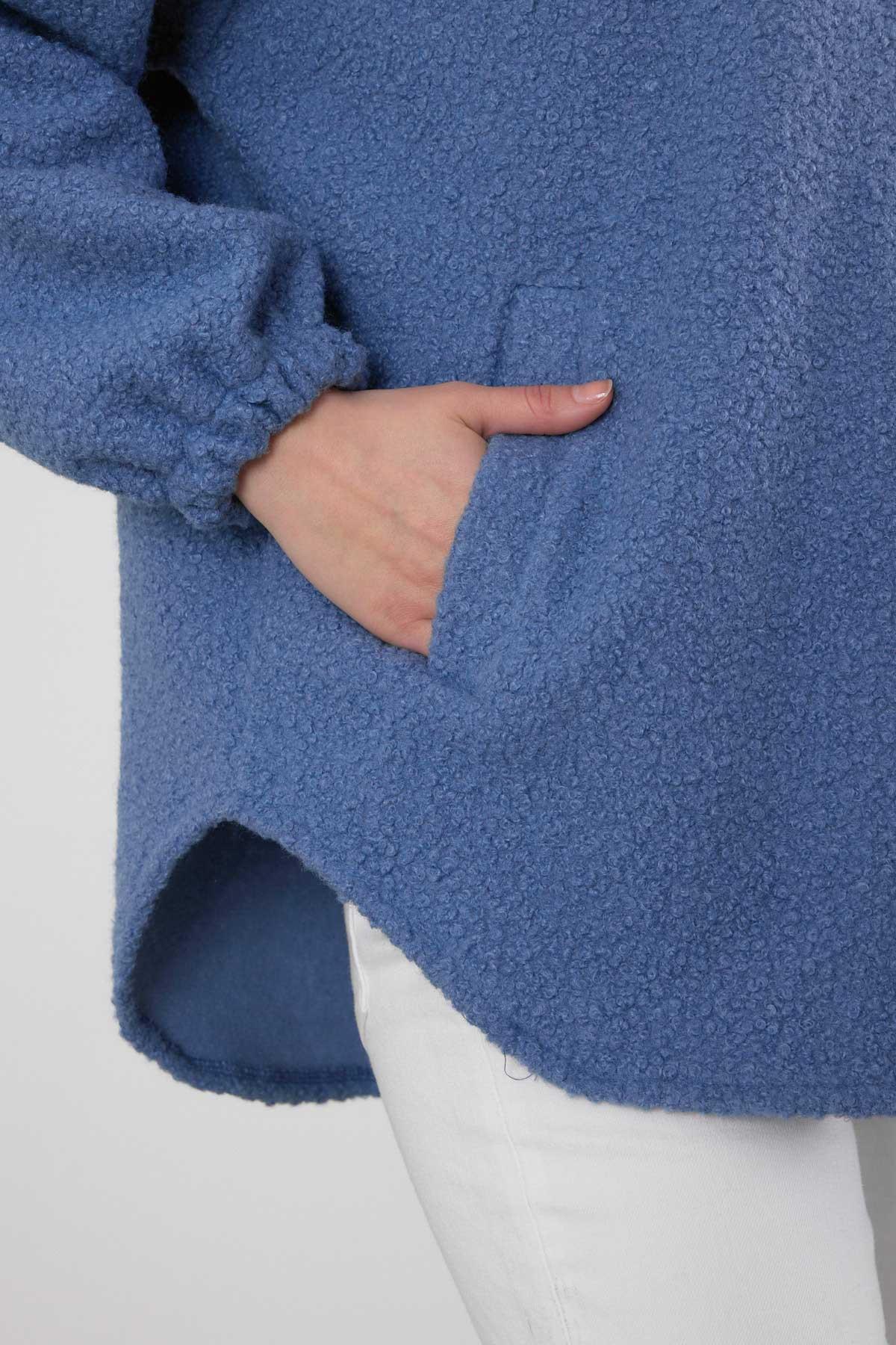 Mavi Gömlek Yaka Düğmeli Ceket 3014A - 5