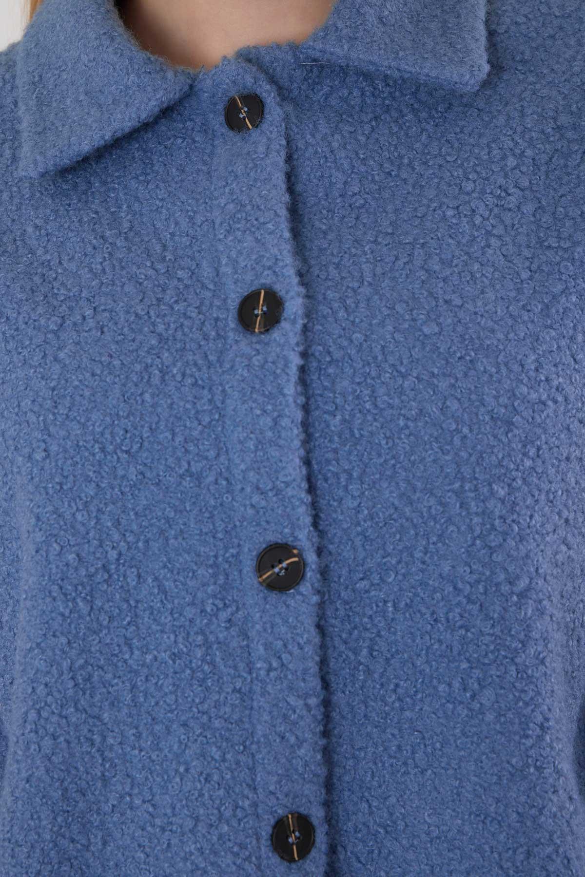 Mavi Gömlek Yaka Düğmeli Ceket 3014A - 6