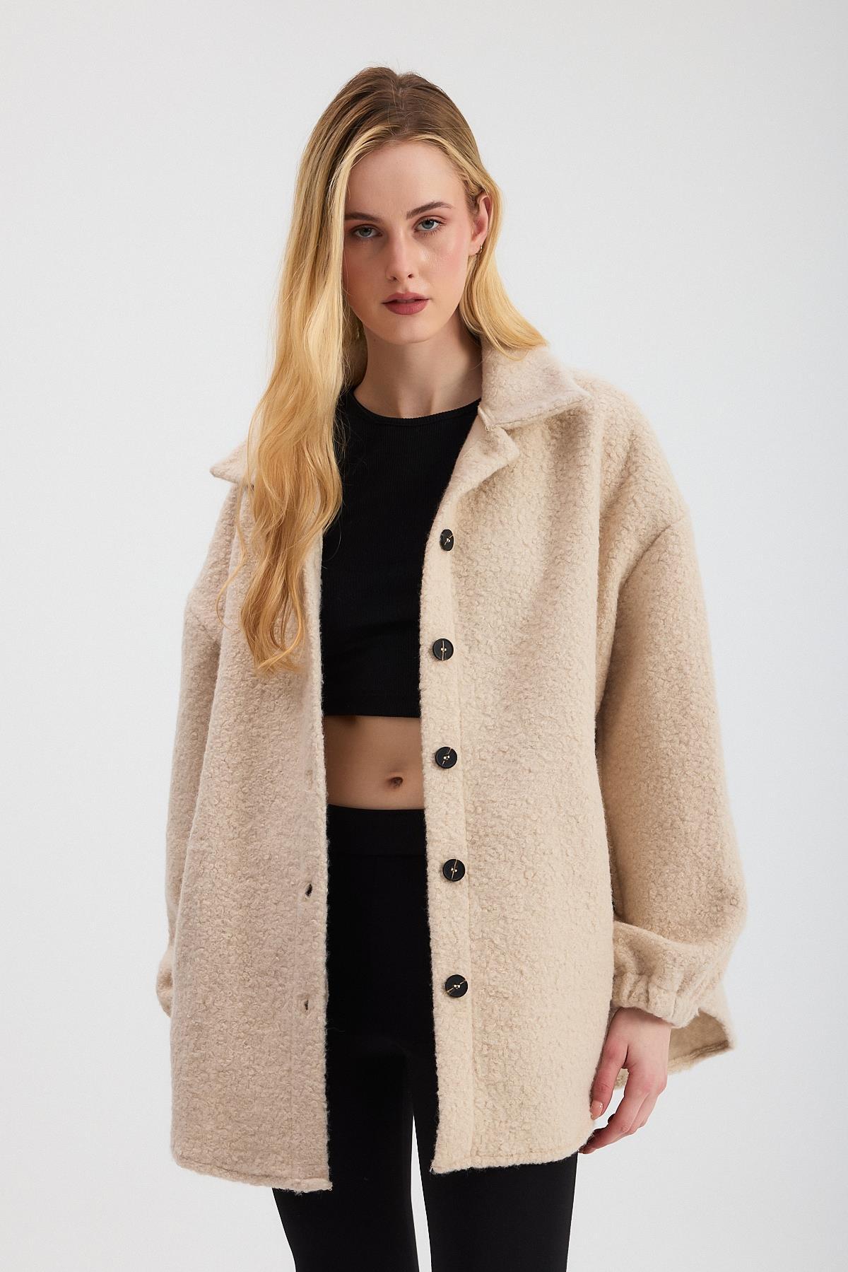 Taş Gömlek Yaka Düğmeli Ceket 3014A 