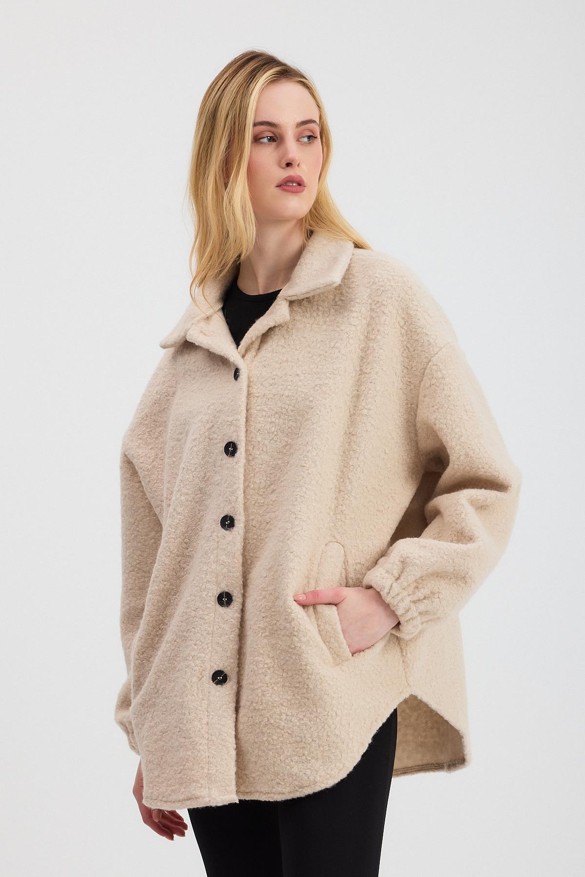 Taş Gömlek Yaka Düğmeli Ceket 3014A - 2