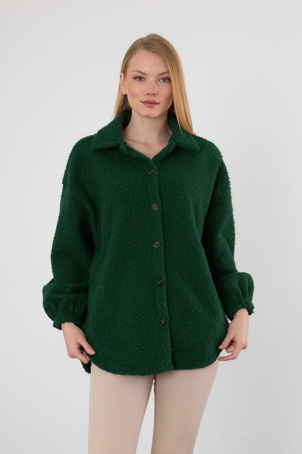 Zümrüt Gömlek Yaka Düğmeli Ceket 3014A - 7