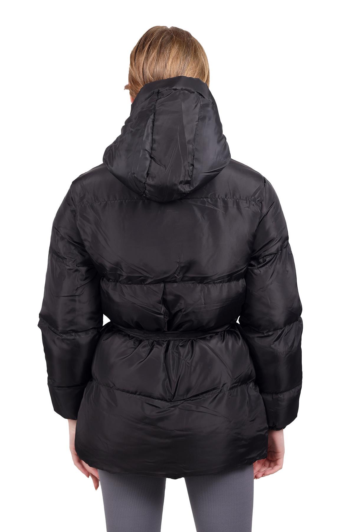 Siyah Beli Bağlamalı Şişme Mont 3015 - 6