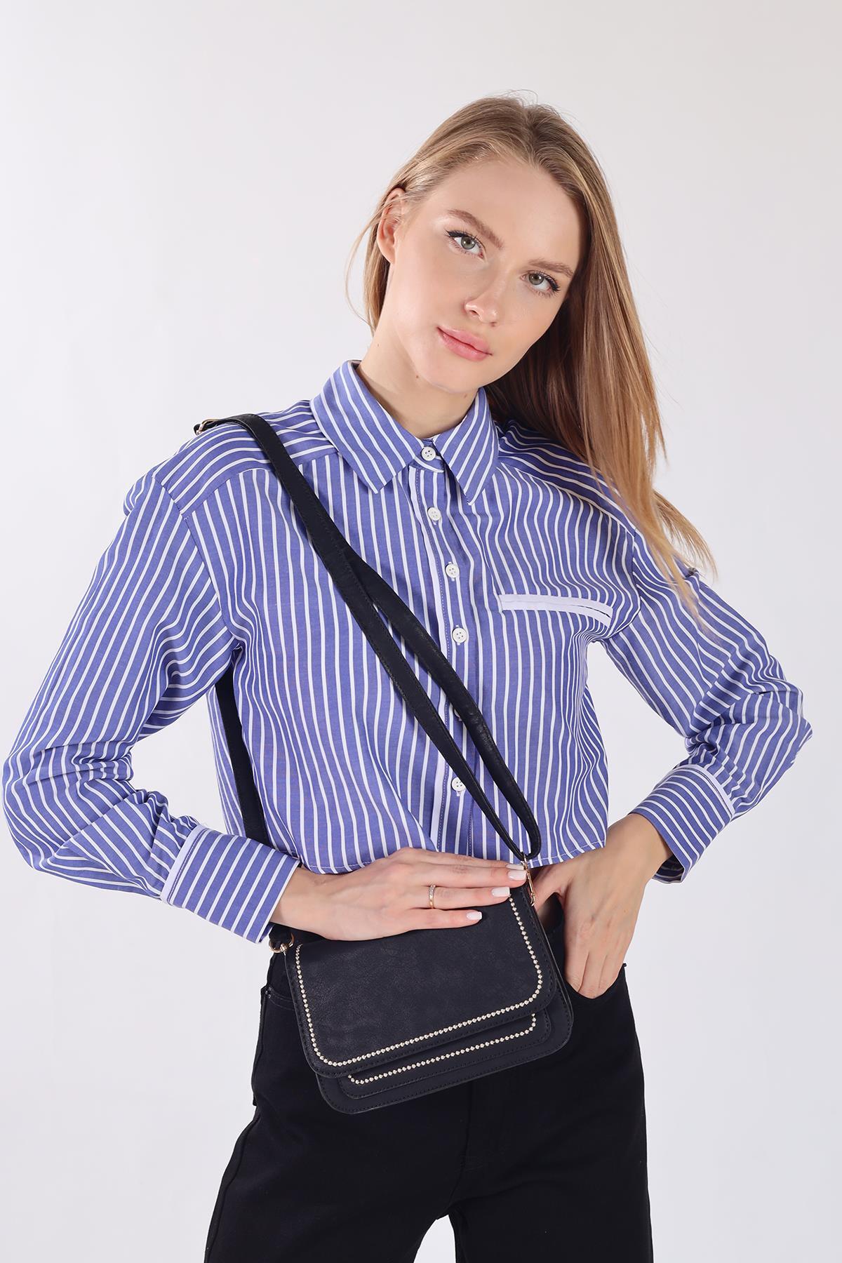 3015 Şerit Detay Çanta Siyah 