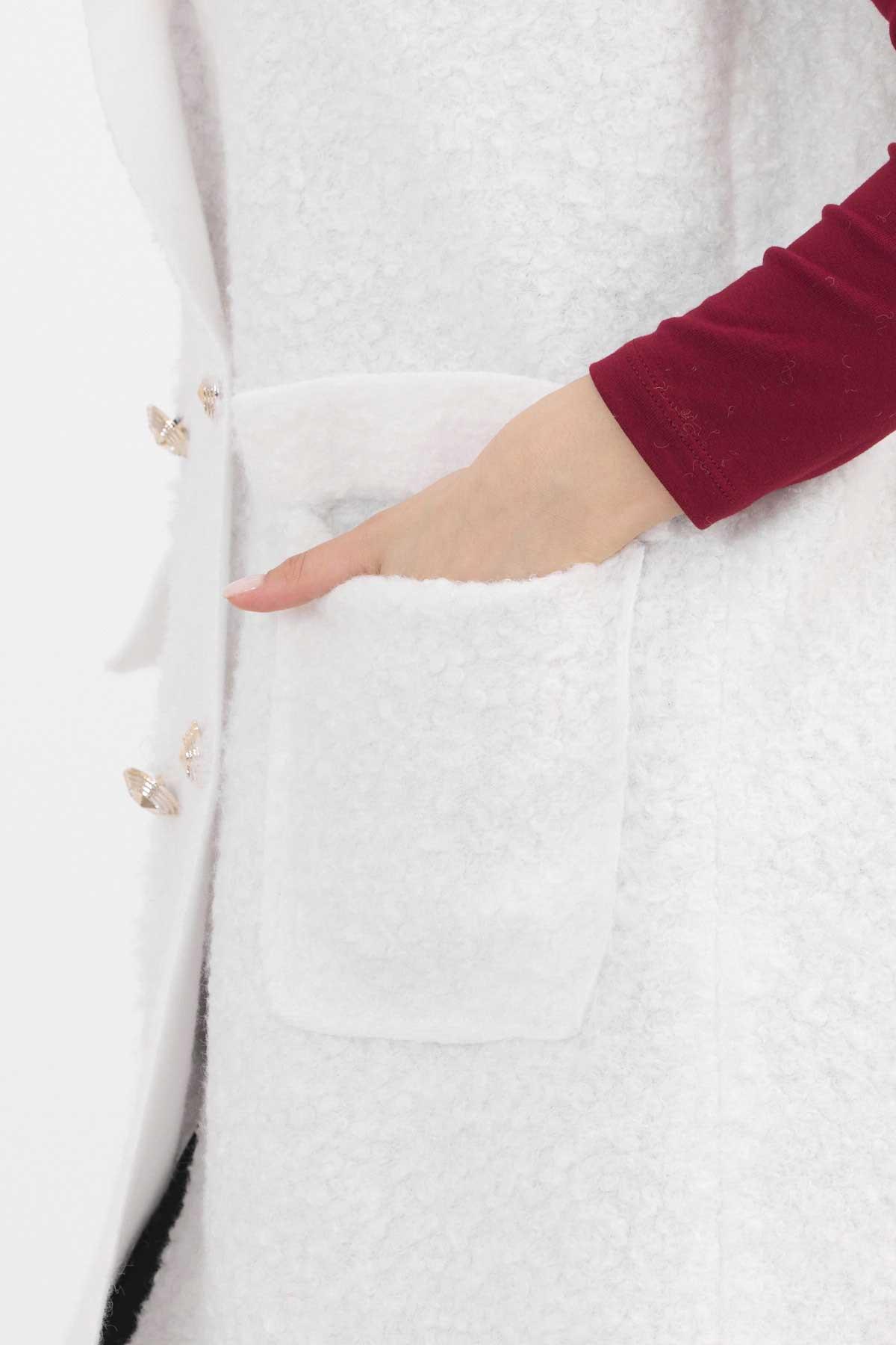 Ekru Düğme Detay Buklet Yelek 3016A - 4