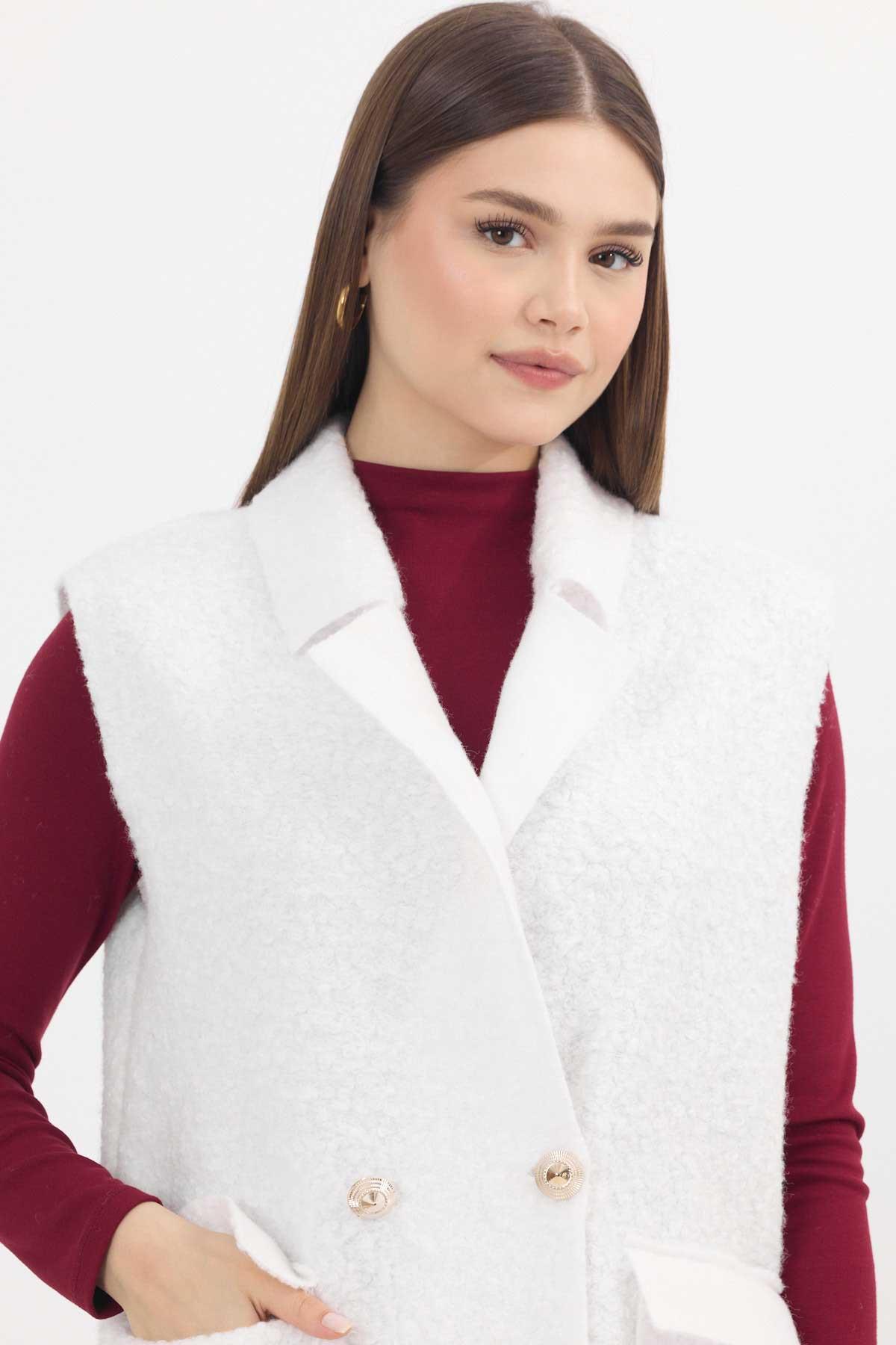 Ekru Düğme Detay Buklet Yelek 3016A - 5