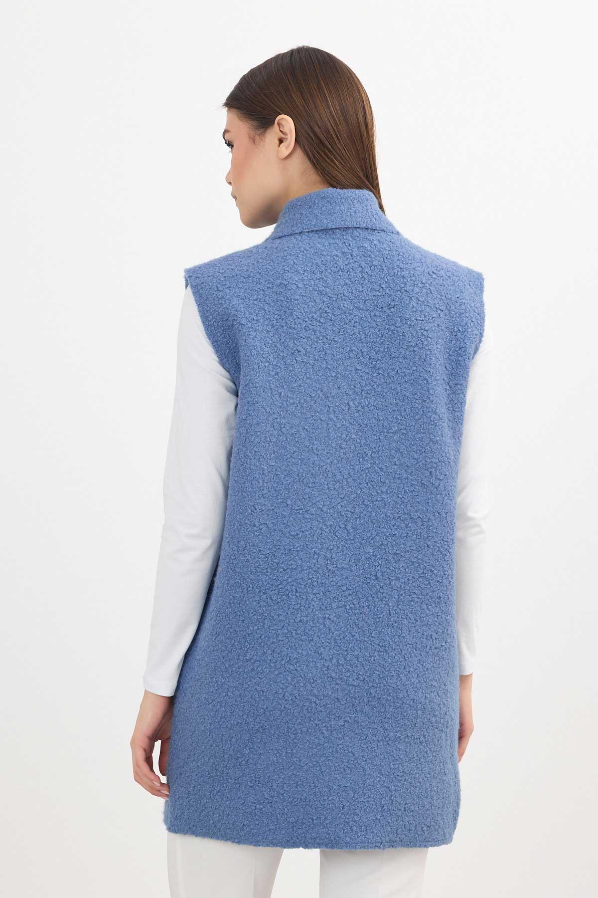 Mavi Düğme Detay Buklet Yelek 3016A - 5