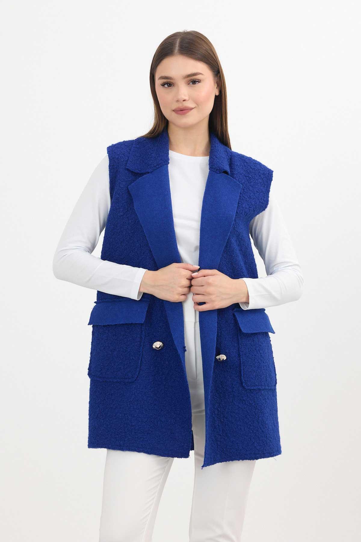 Saks Düğme Detay Buklet Yelek 3016A - 3