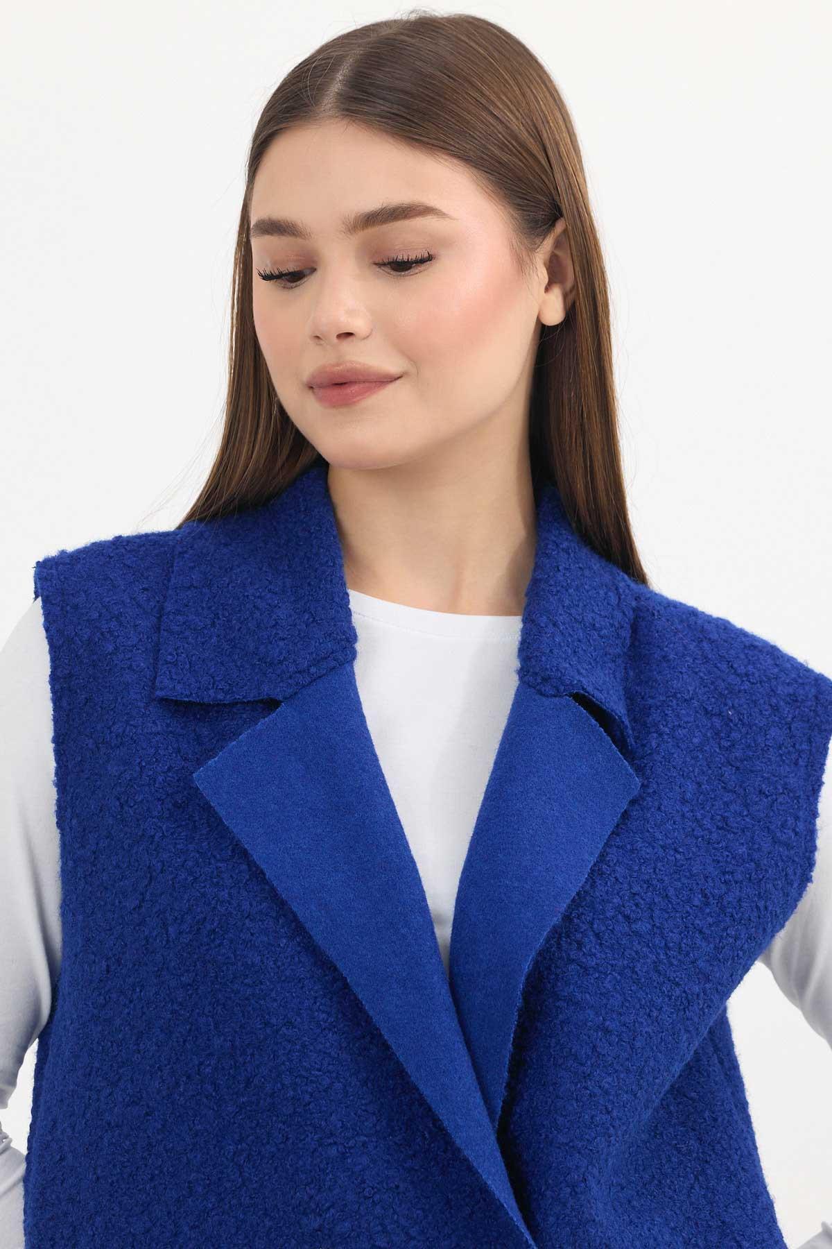 Saks Düğme Detay Buklet Yelek 3016A - 5