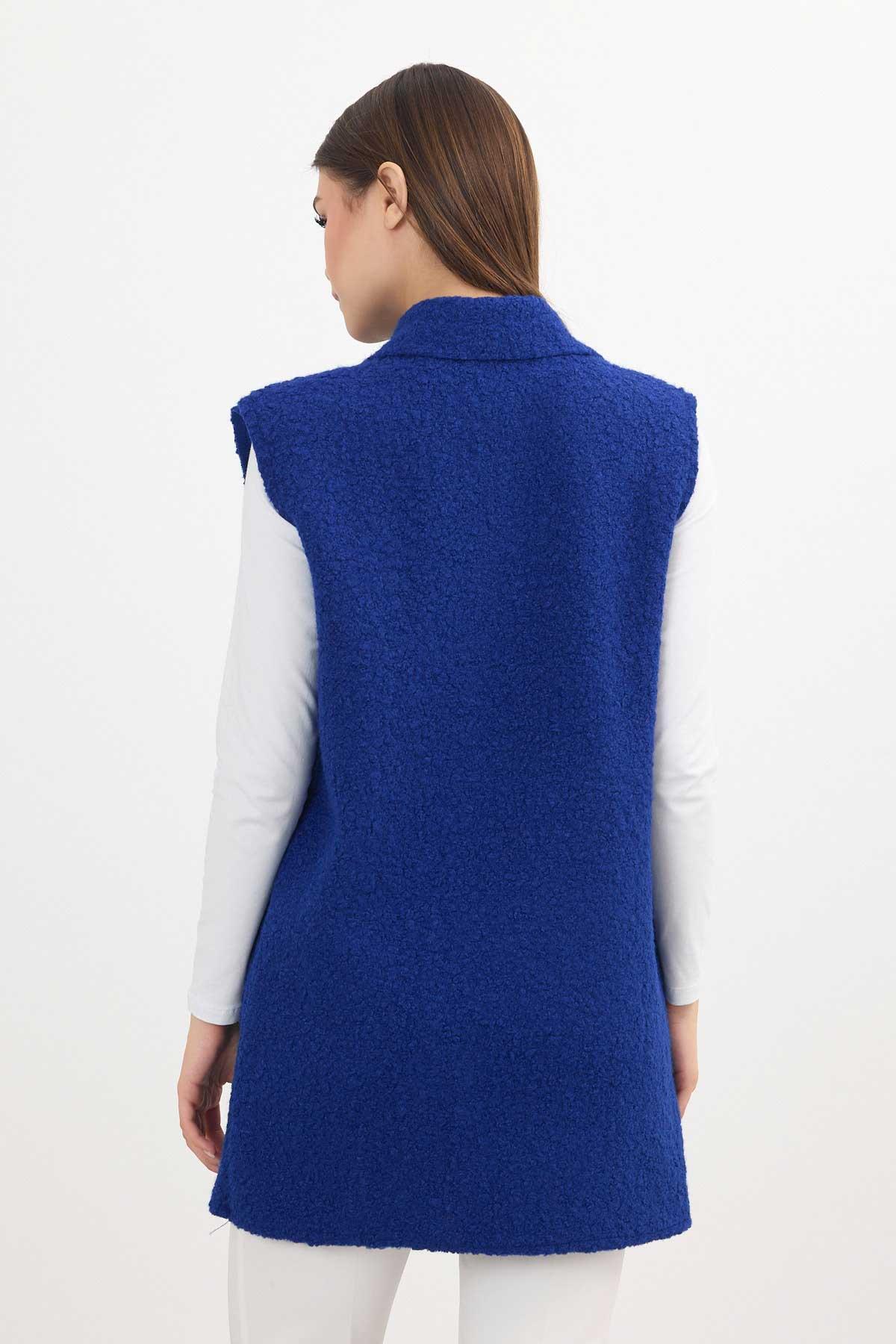 Saks Düğme Detay Buklet Yelek 3016A - 6