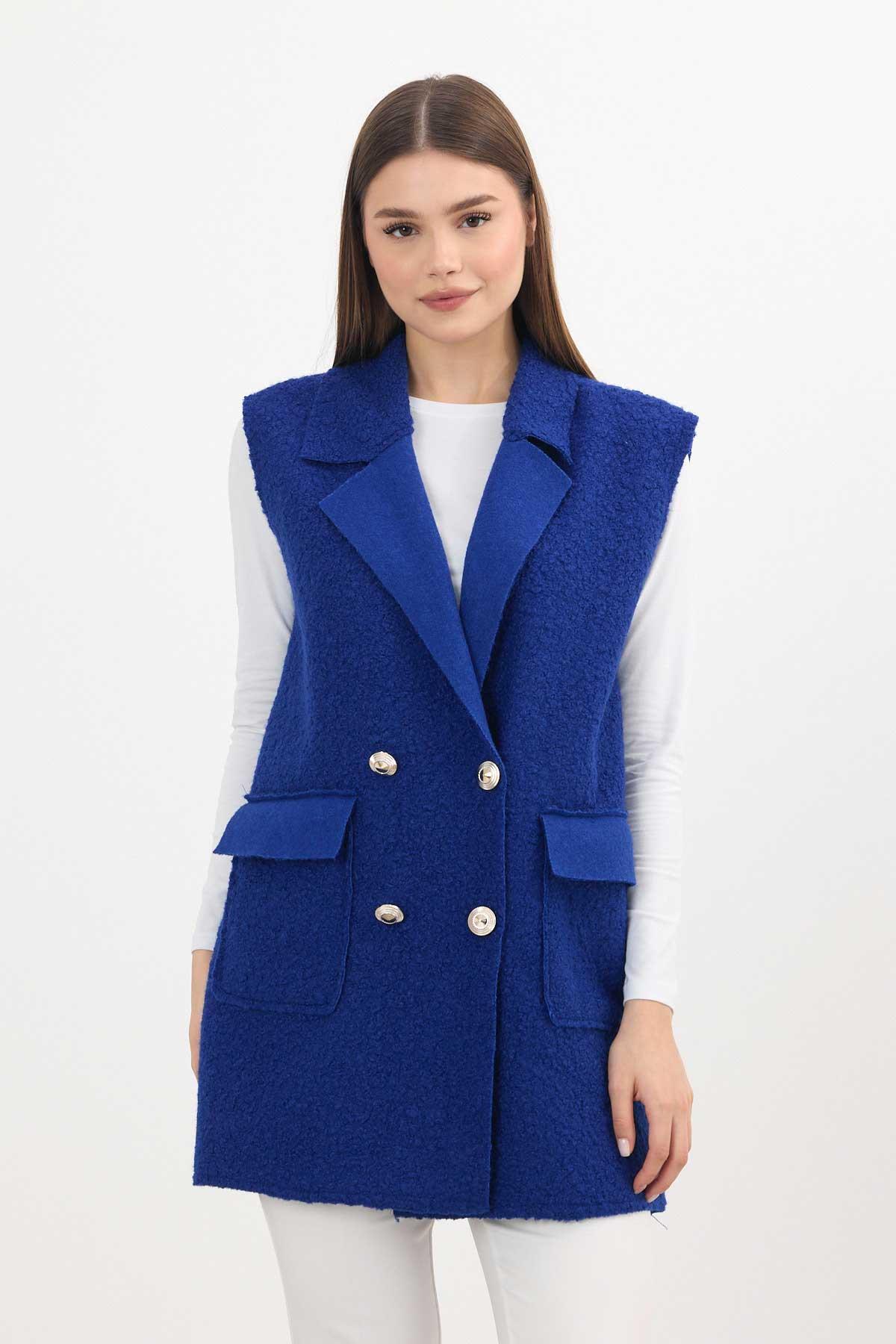 Saks Düğme Detay Buklet Yelek 3016A - 8