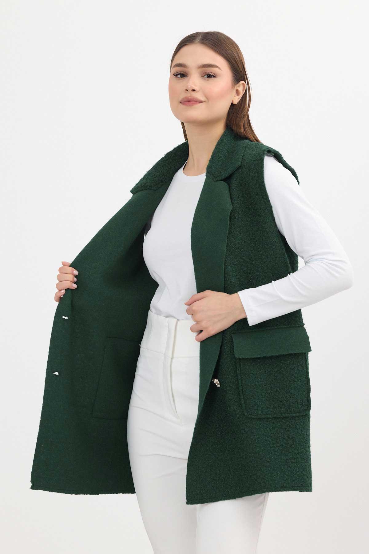 Zümrüt Düğme Detay Buklet Yelek 3016A - 4