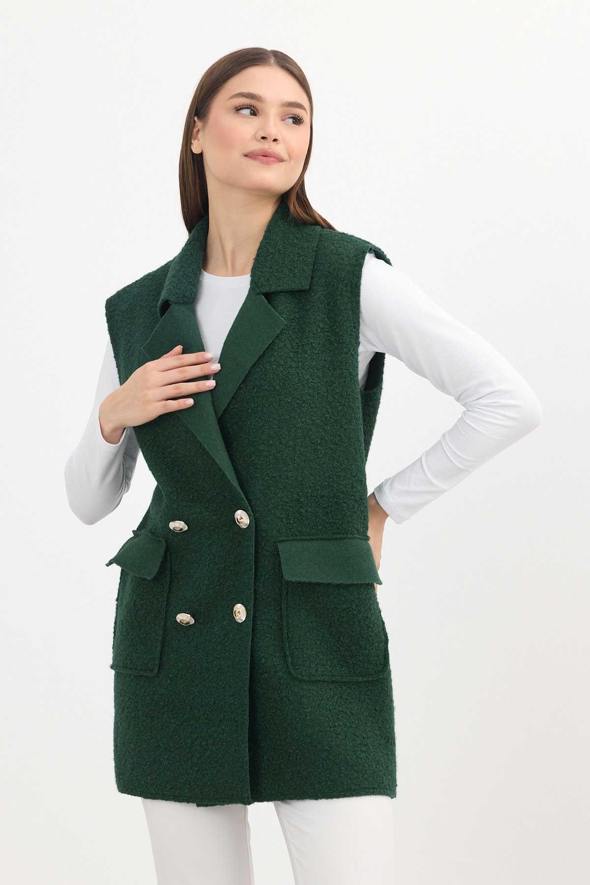 Zümrüt Düğme Detay Buklet Yelek 3016A - 7