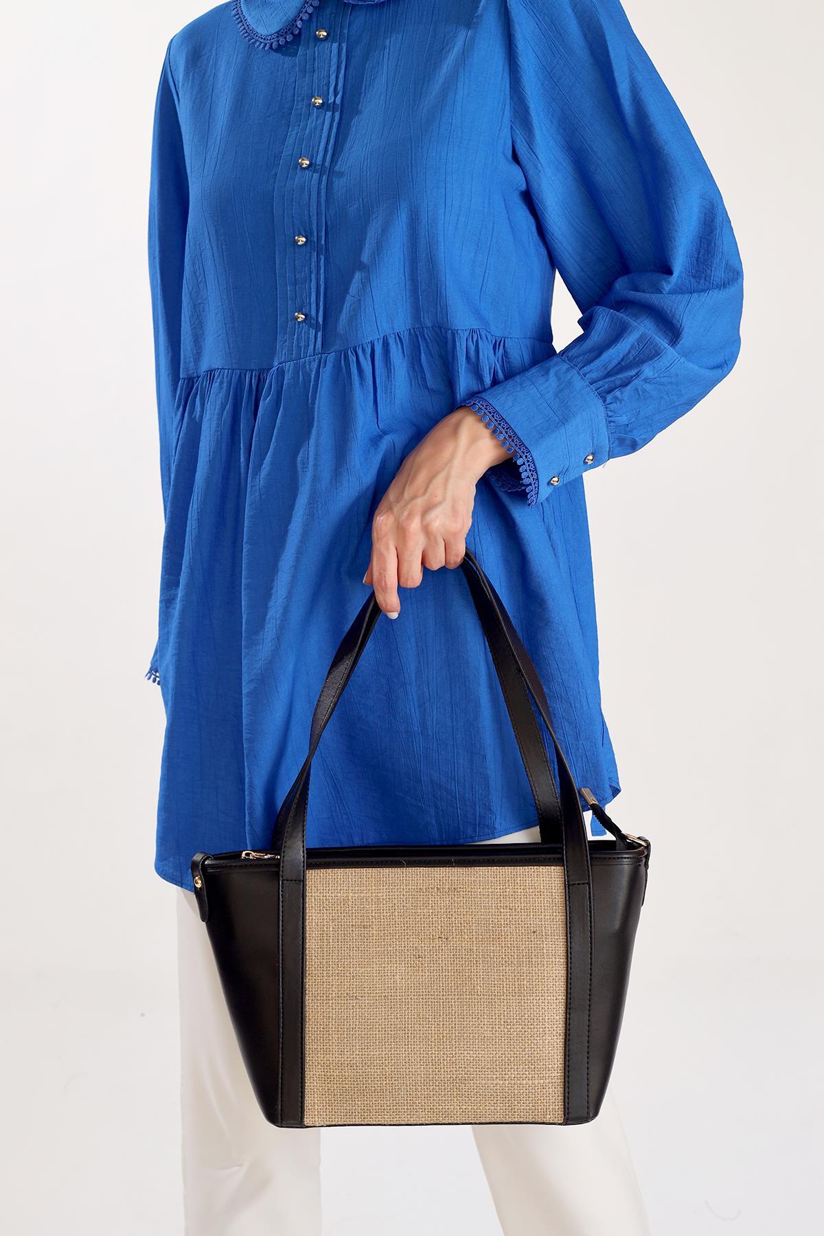 Siyah Gövde Hasır Çanta 3017 - 6