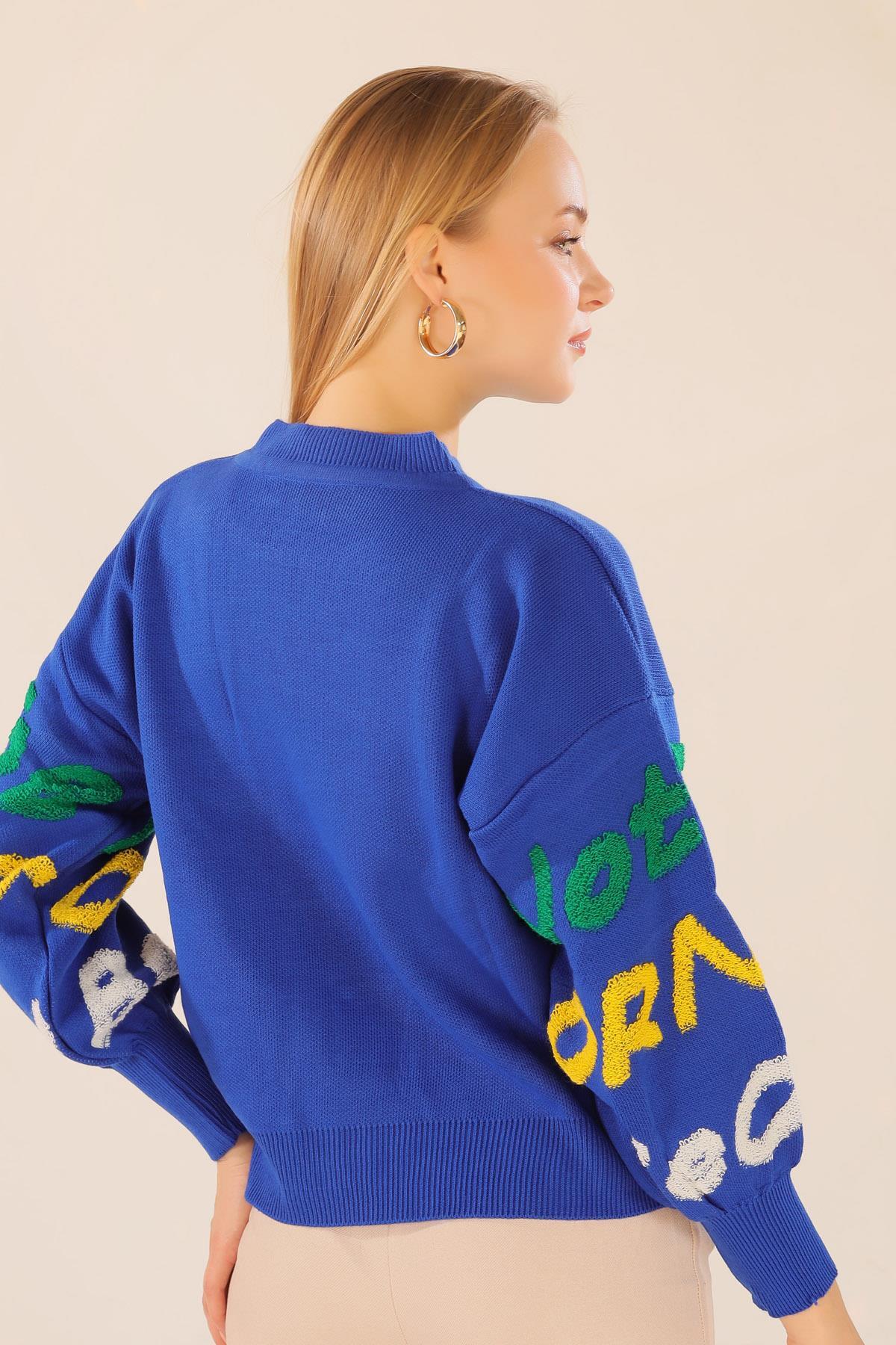 Saks Yazı Baskılı Kazak 3017 - 6