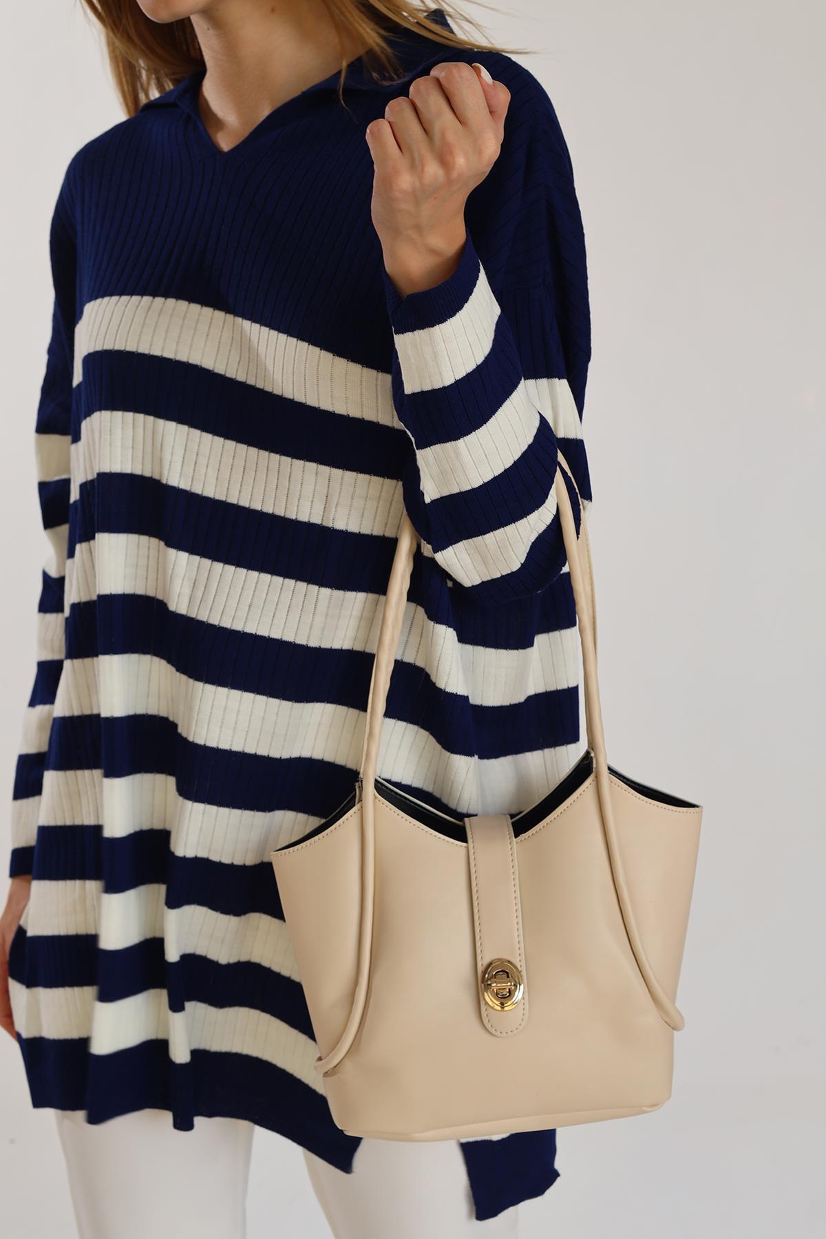 Krem Toka Kemerli Çanta 3018 - 4