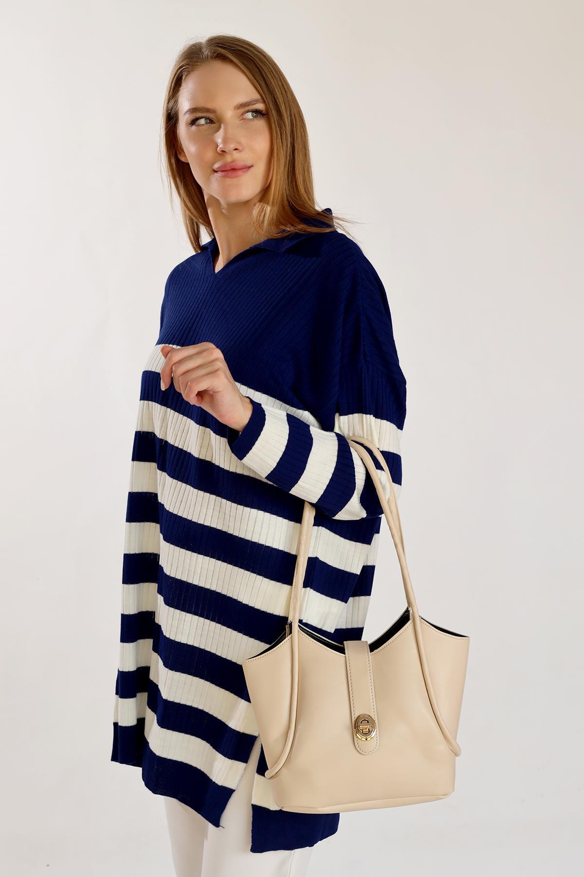 Krem Toka Kemerli Çanta 3018 - 5