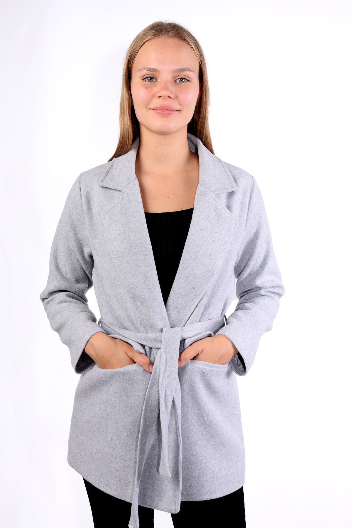 3021A Ön Çift Cepli Kaban Gri 