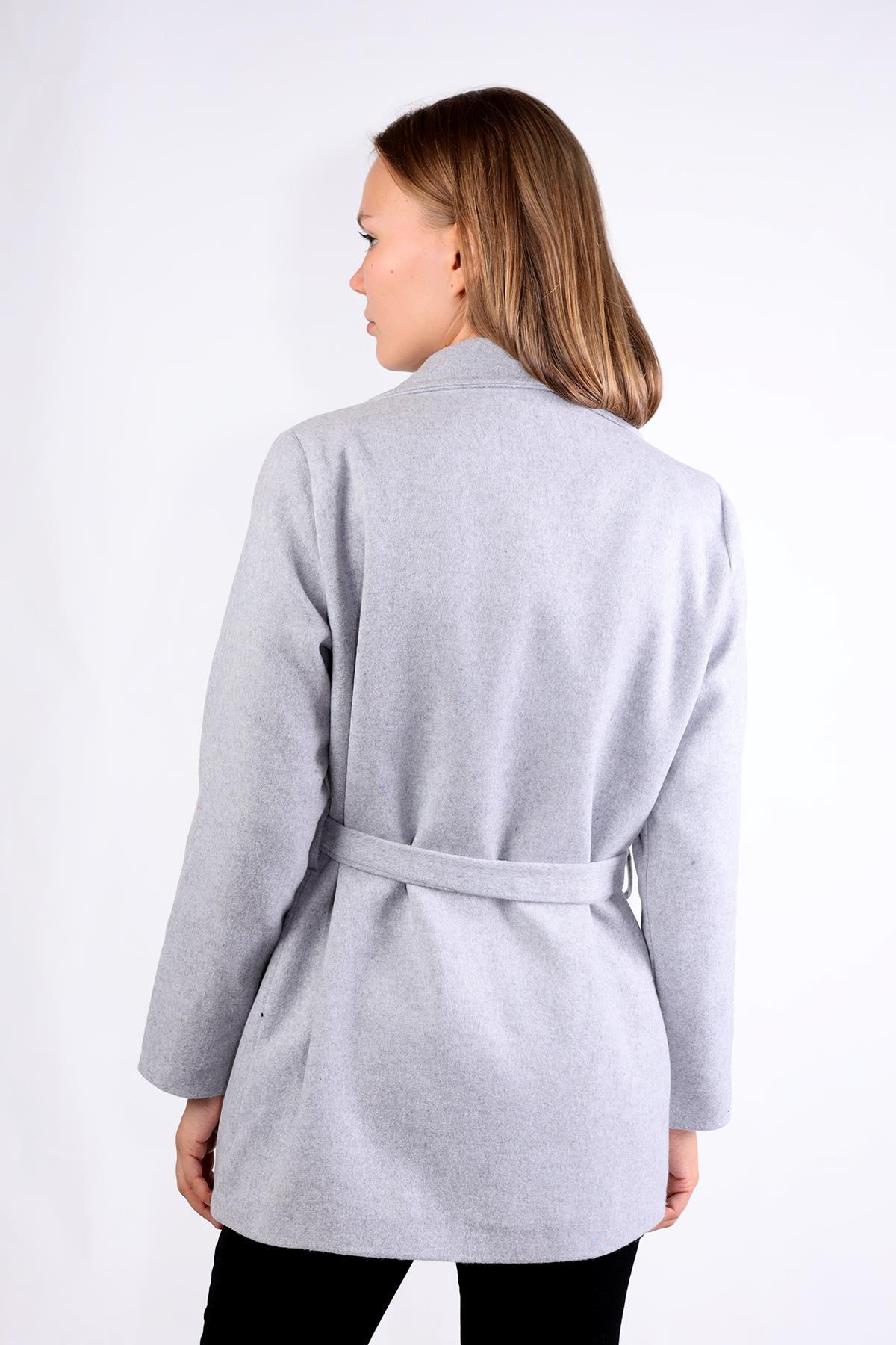 Gri Ön Çift Cepli Kaşe Kaban 3021A - 5