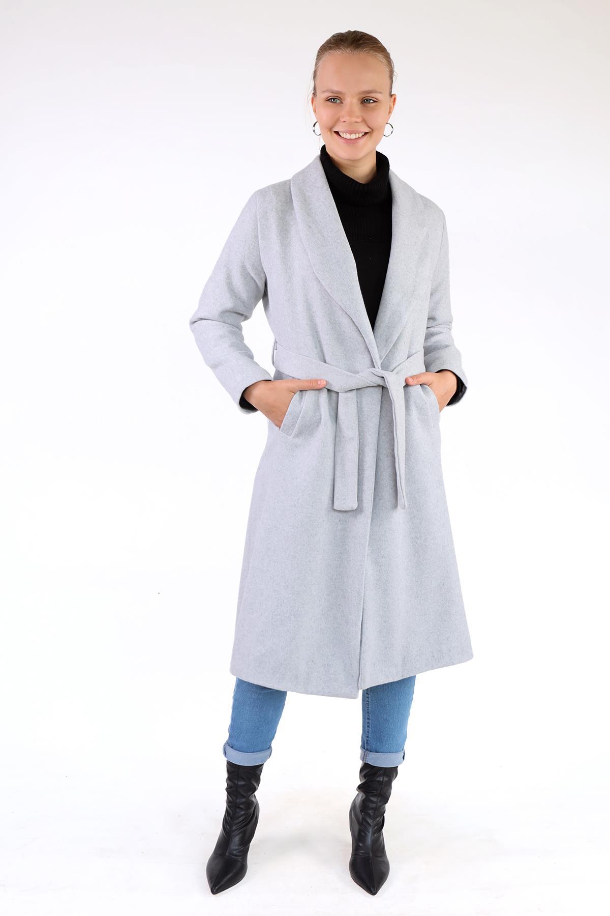 Gri Geniş Spor Yaka Kaban 3023A - RAYS