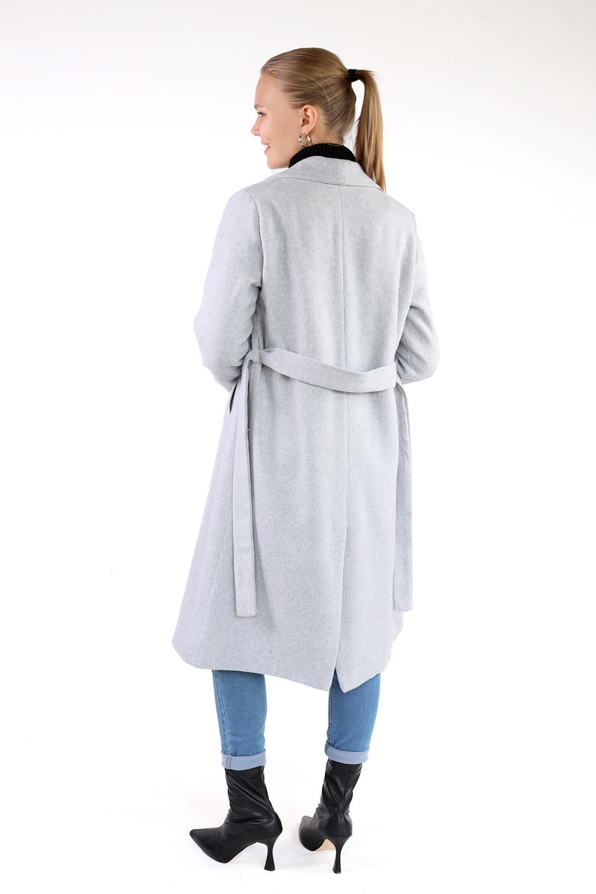 Gri Geniş Spor Yaka Kaban 3023A - 5