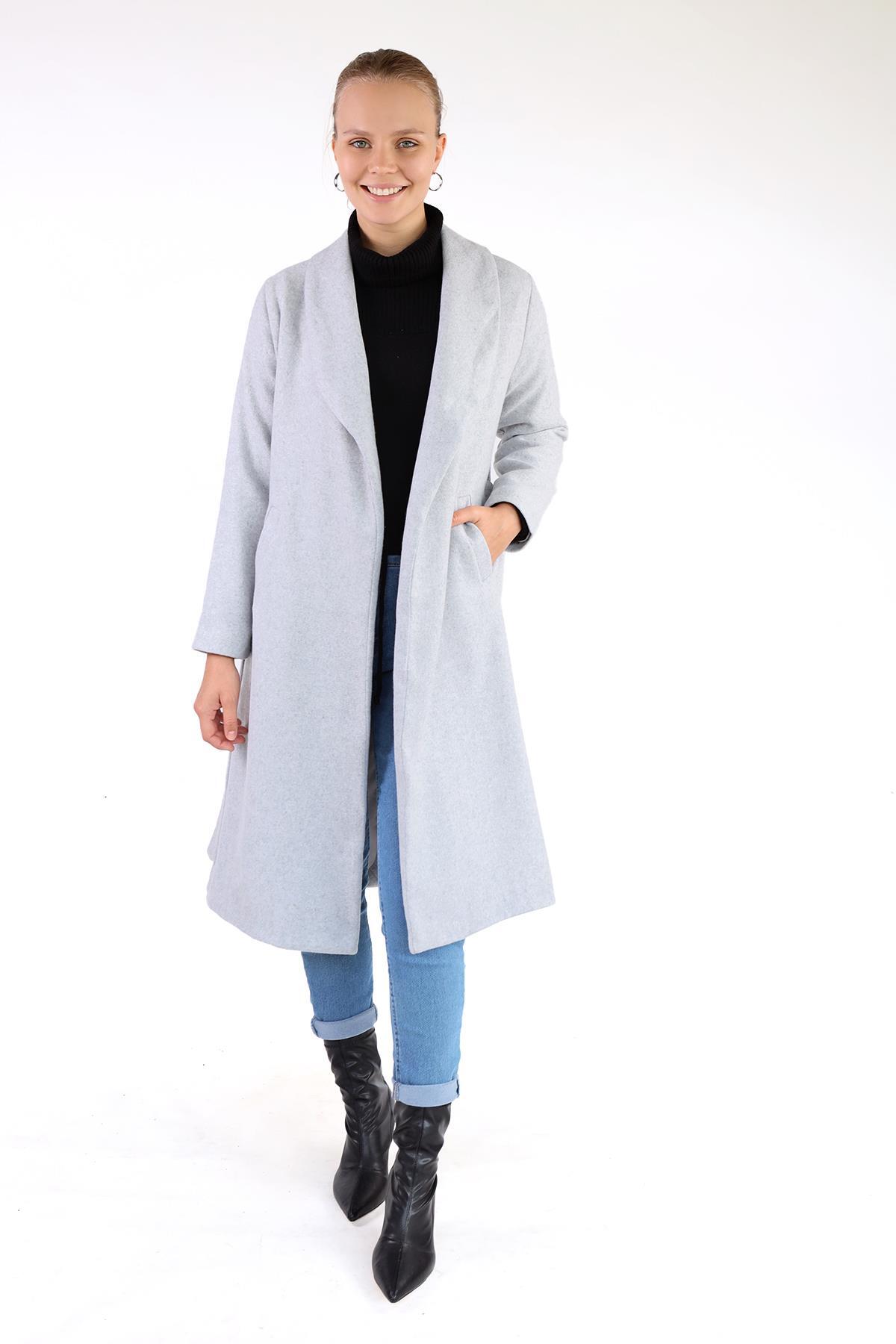 Gri Geniş Spor Yaka Kaban 3023A - 7