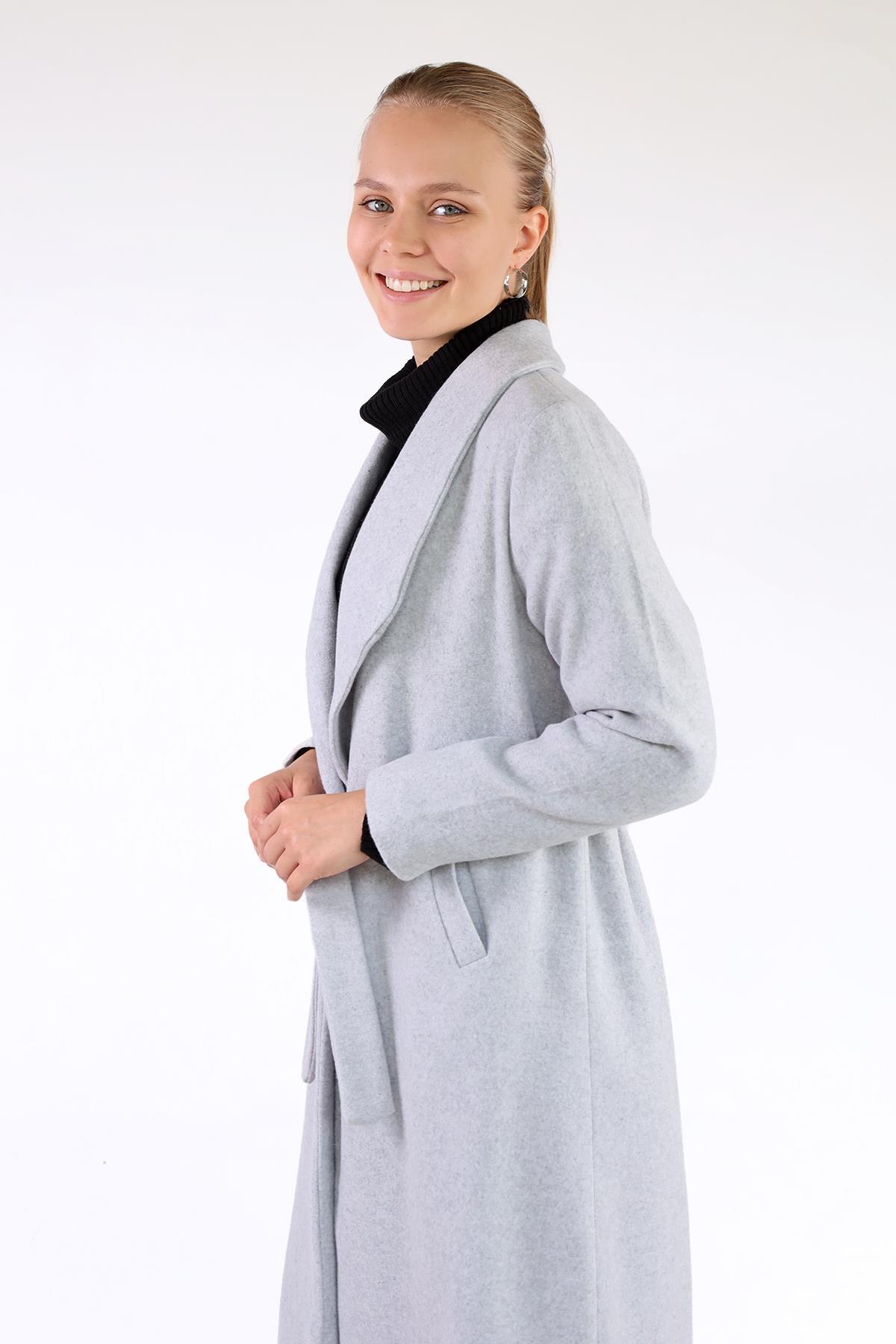 Gri Geniş Spor Yaka Kaban 3023A - 8