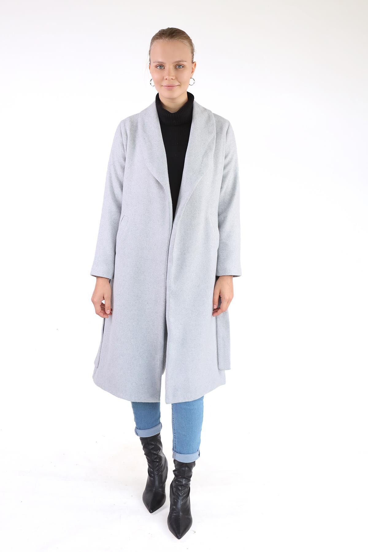 Geniş Spor Yaka Kaban 3023A Gri - 6
