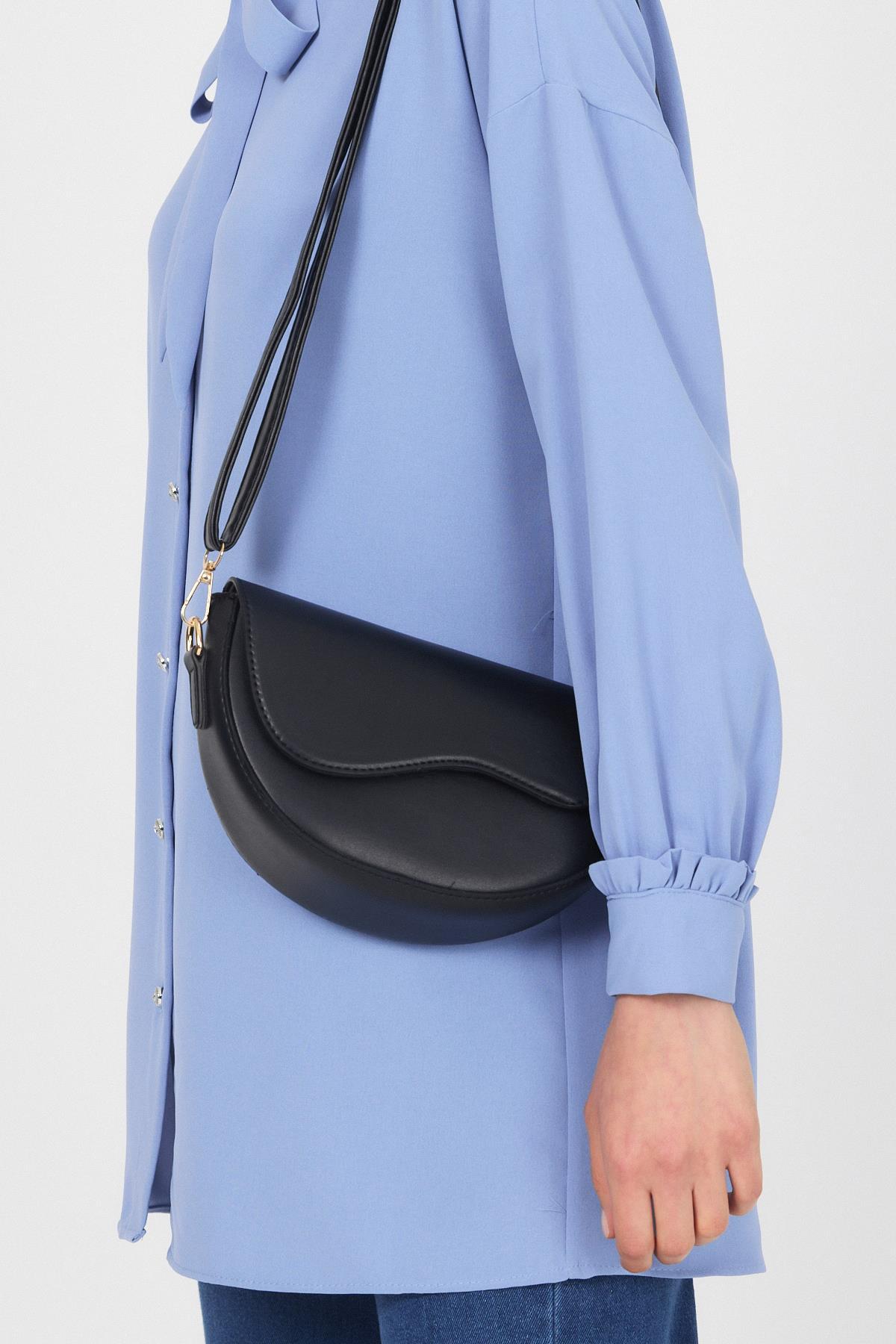 3024 Kapak Detay Omuz Çantası Siyah - 6