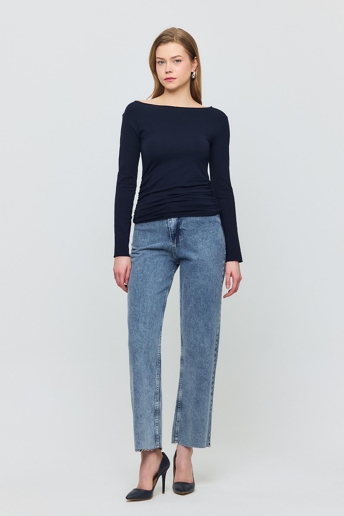 3027 Yanları Büzgülü Bluz Laci - 6