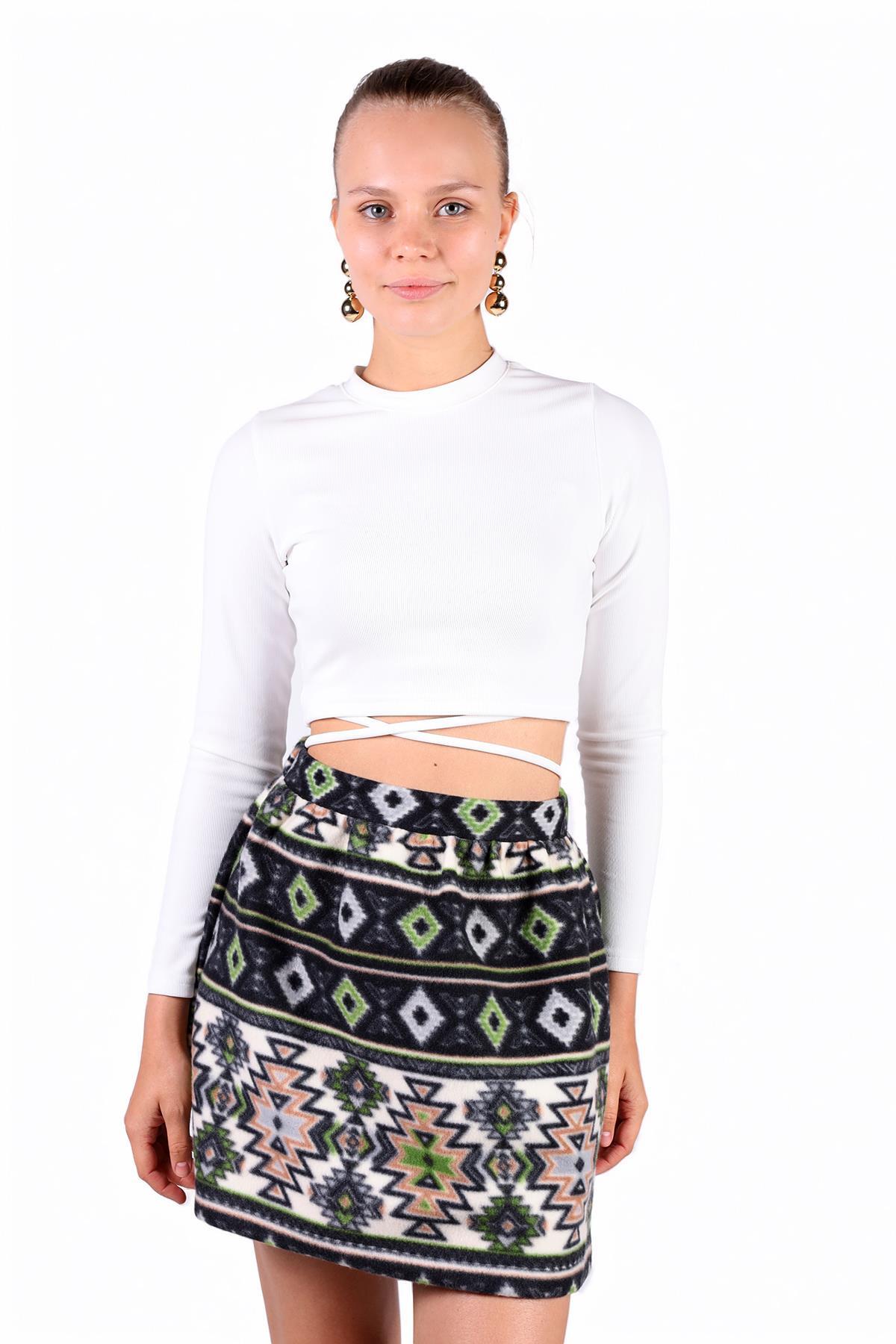 3027A Desenli Etek Siyah - RAYS