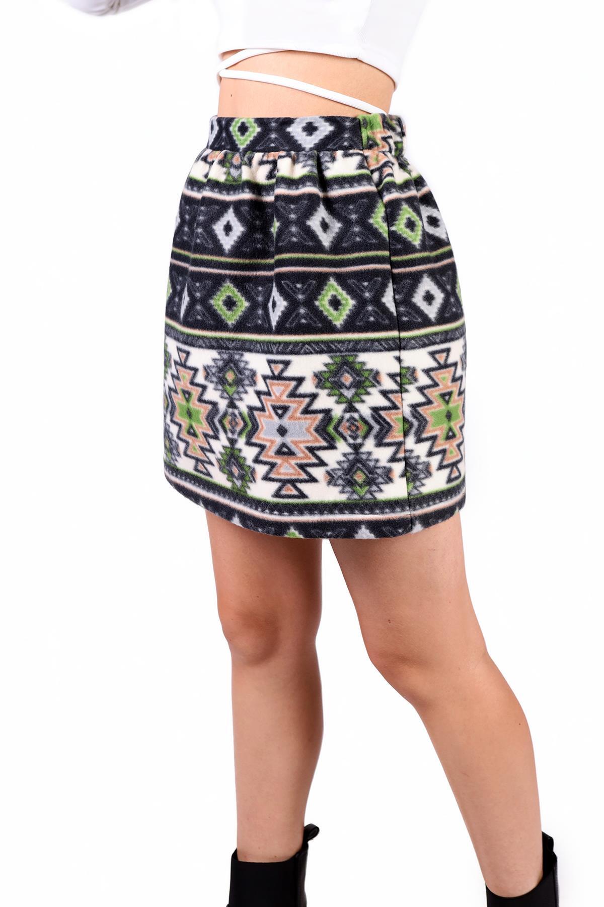 Siyah Desenli Etek 3027A - 4