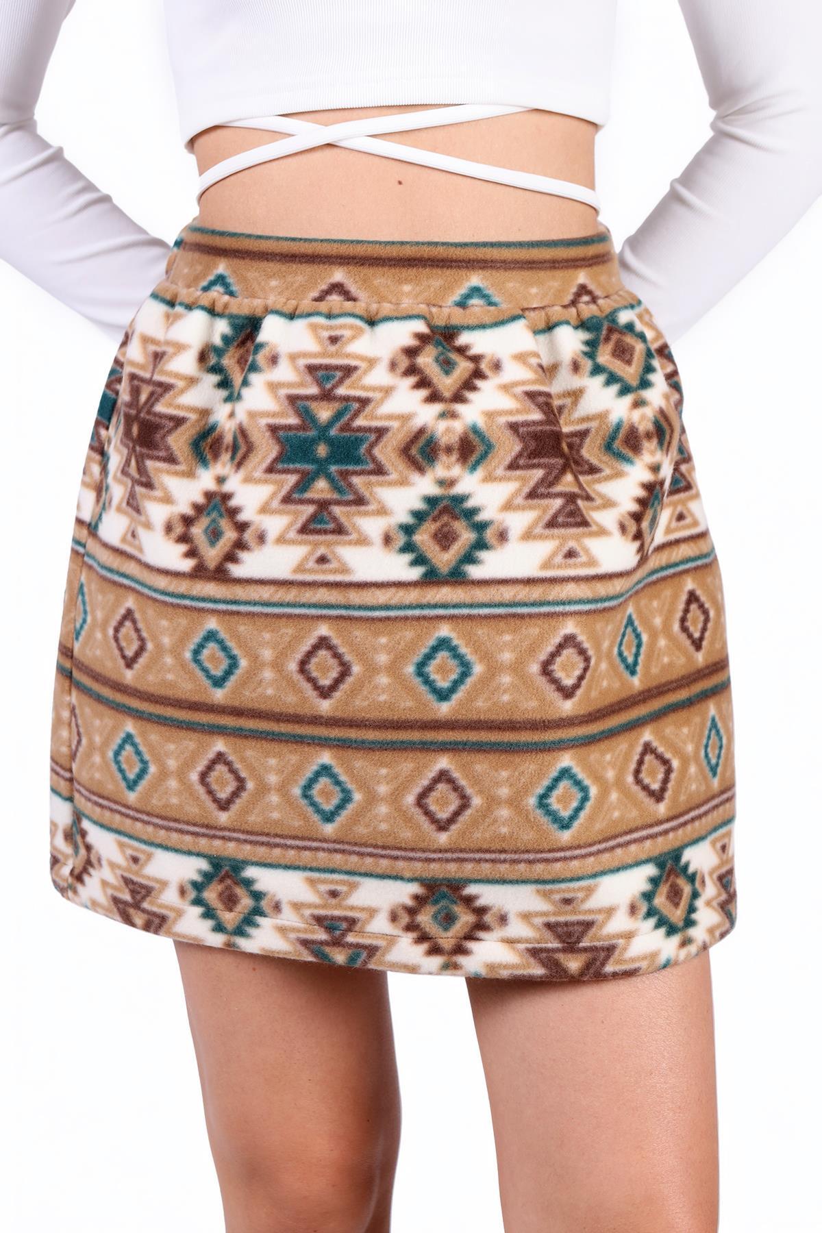 3027A Desenli Etek Vizon - RAYS