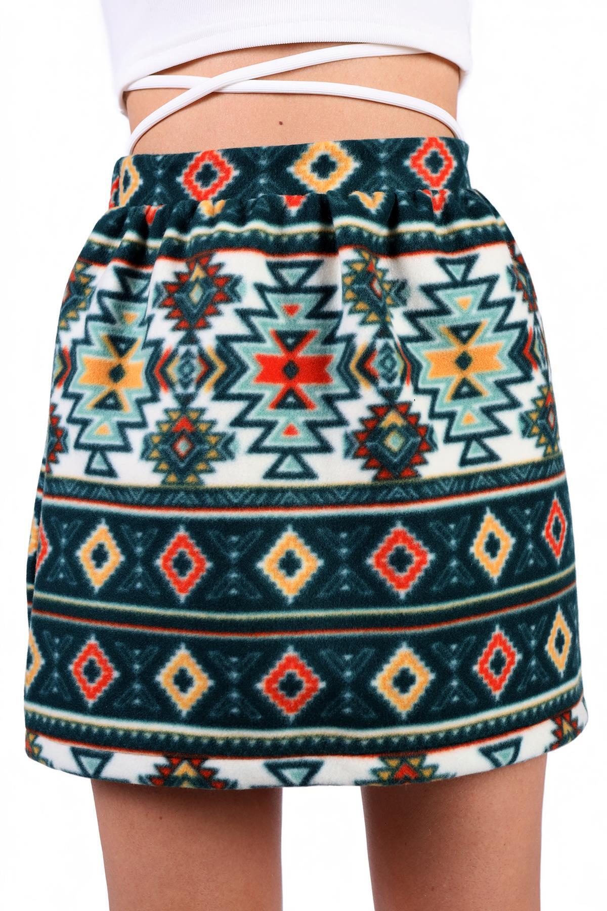 3027A Desenli Etek Zümrüt - RAYS