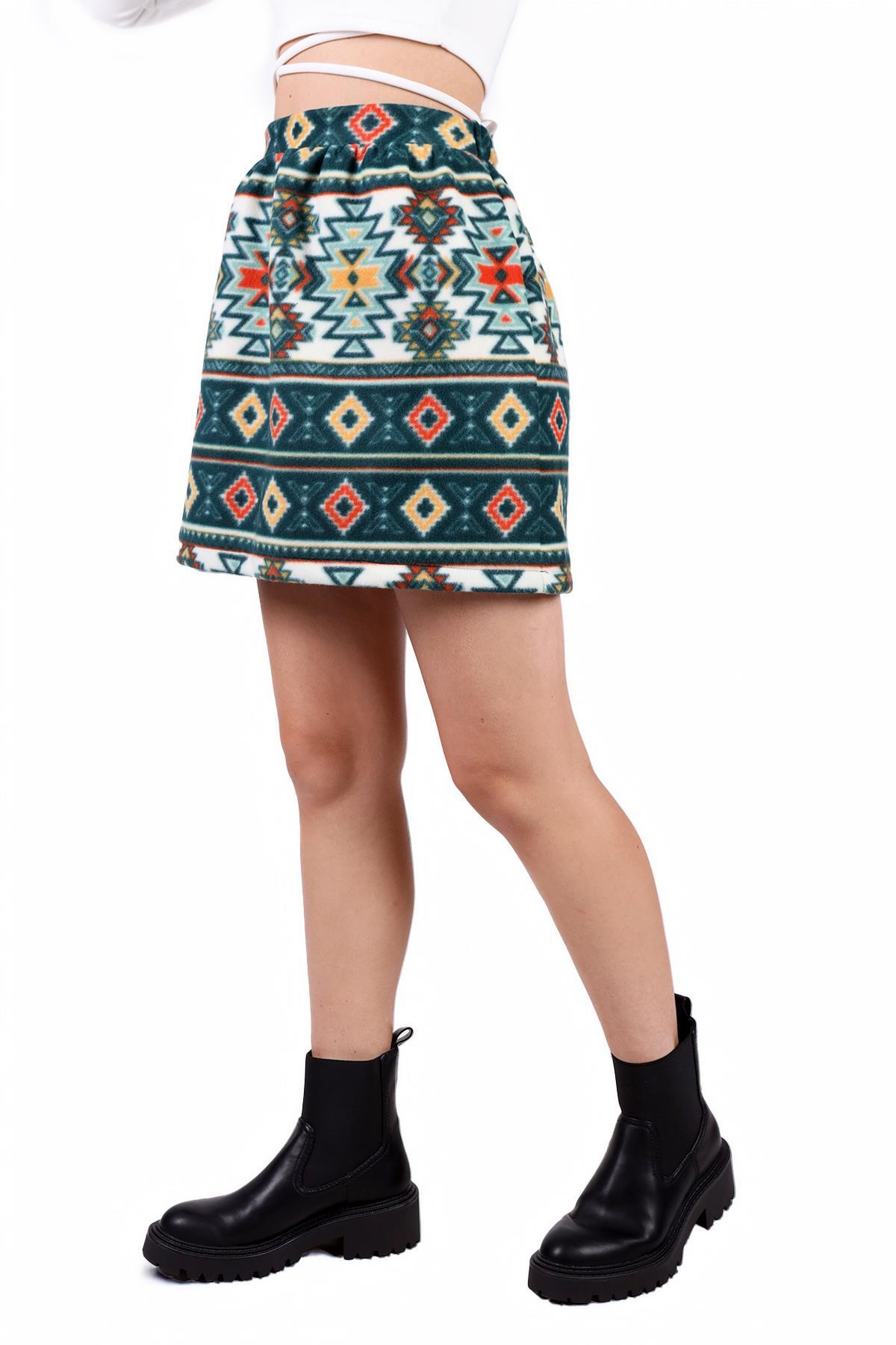 Zümrüt Desenli Etek 3027A - 3