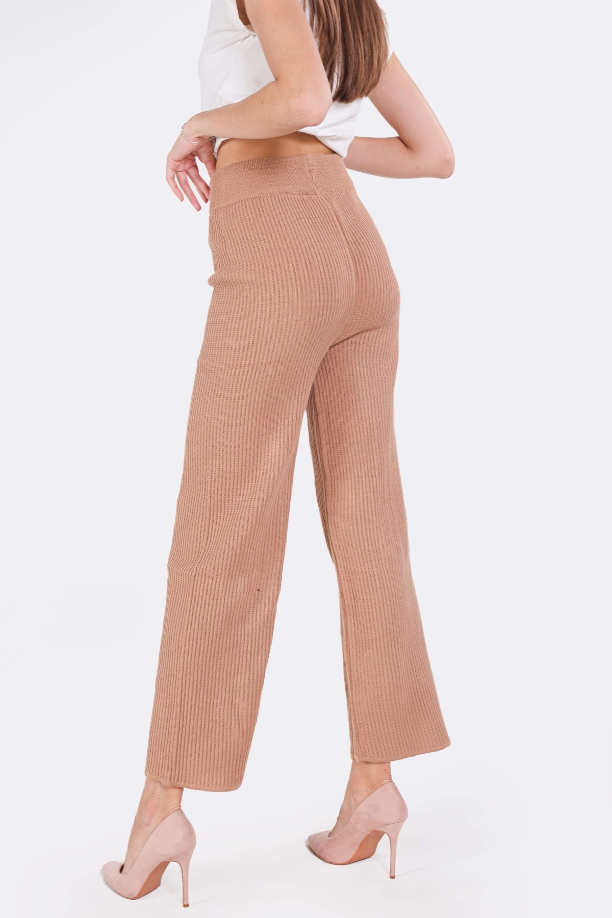 Camel Geniş Paça Triko Pantolon 3028 - 3