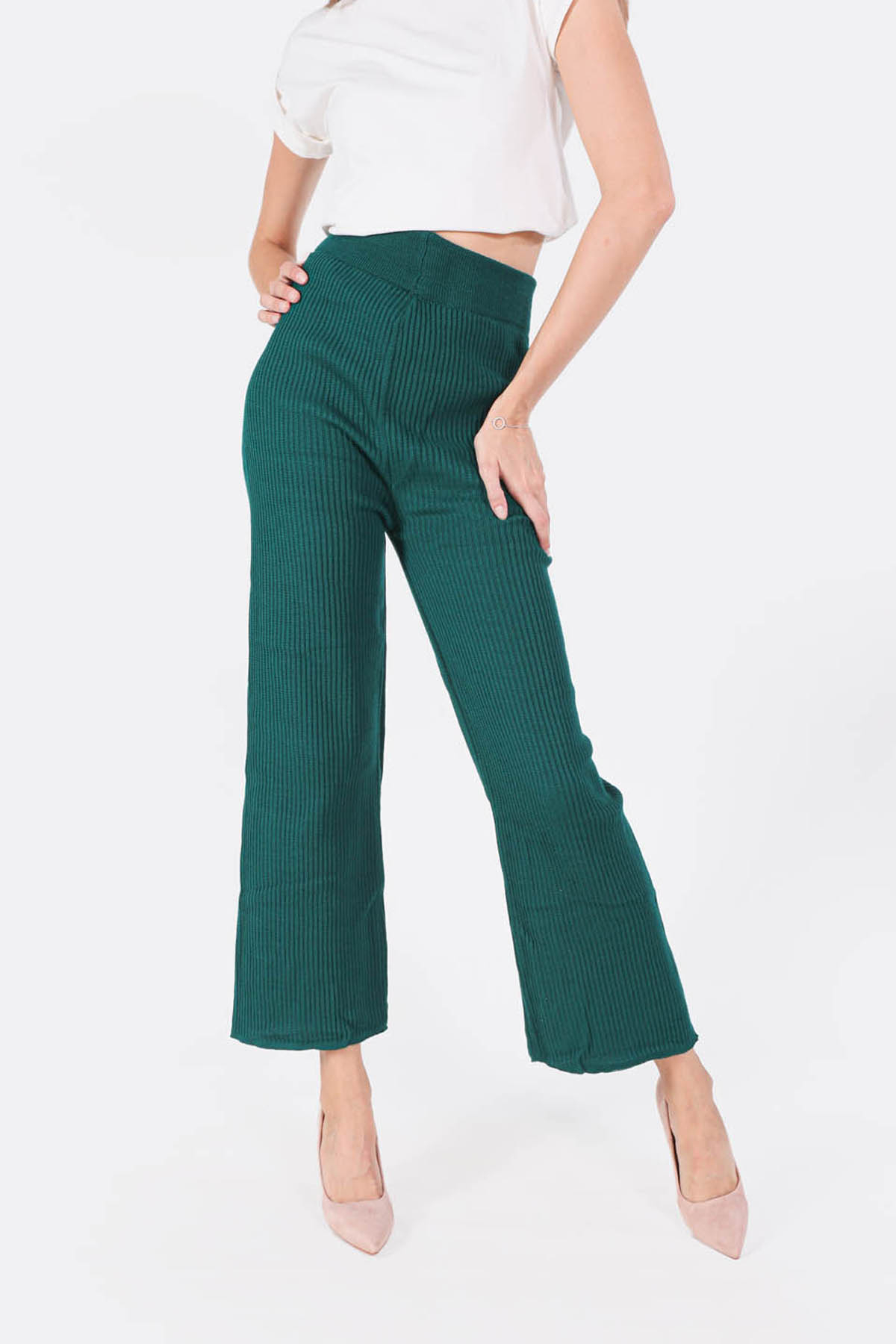 Nefti Geniş Paça Triko Pantolon 3028 - 1