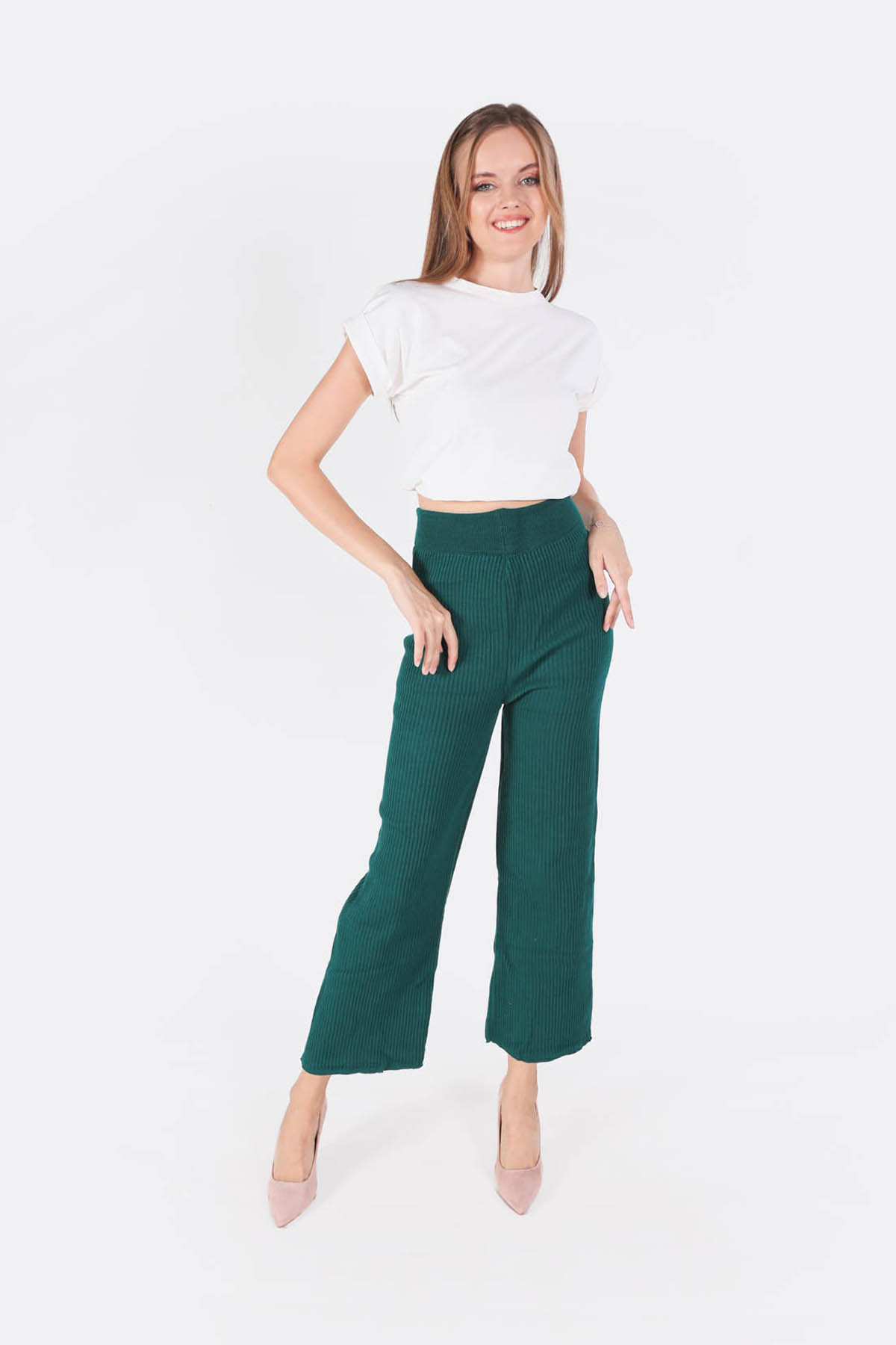 Nefti Geniş Paça Triko Pantolon 3028 - 6