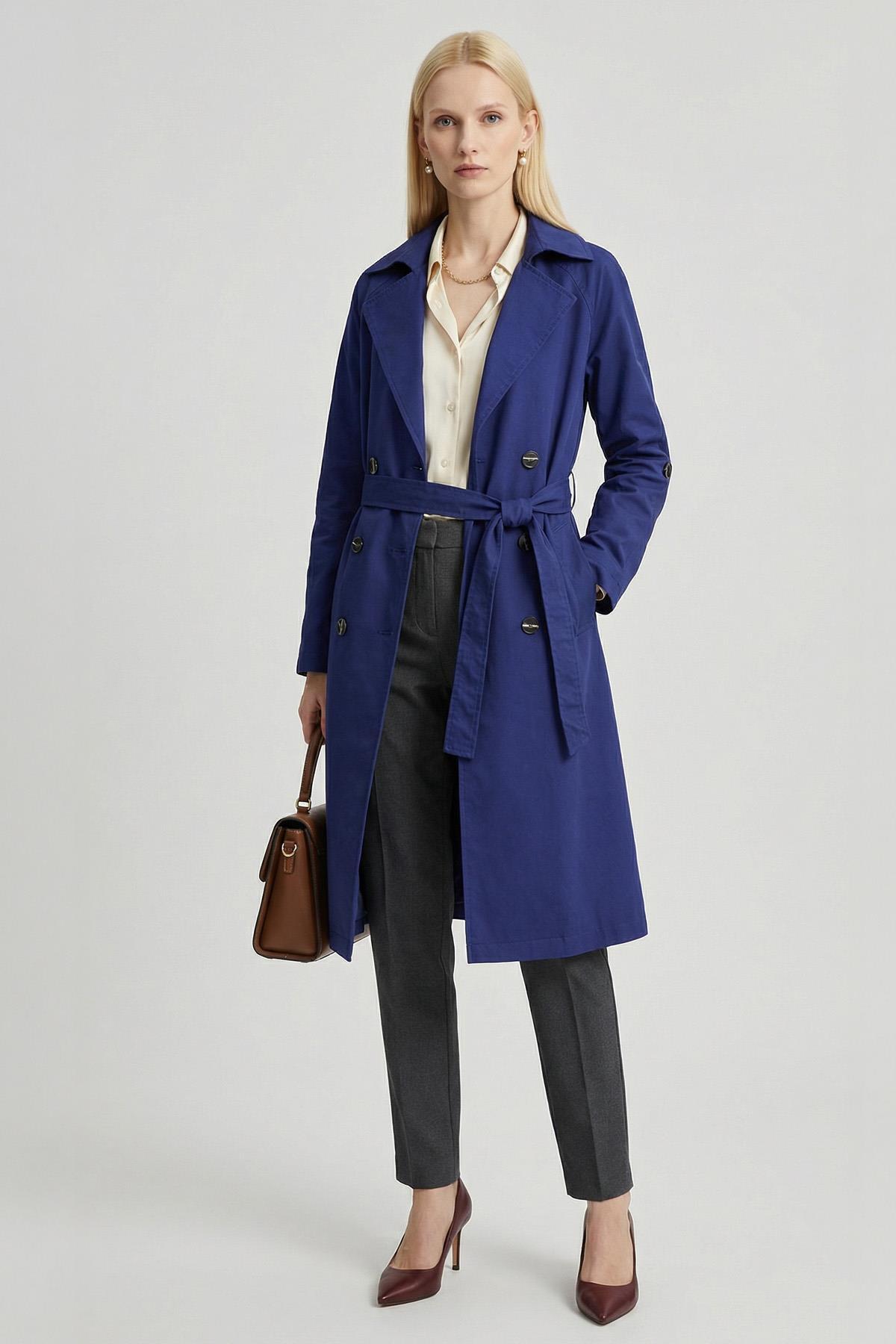 3029A Parçalı Uzun Trençkot Laci - RAYS