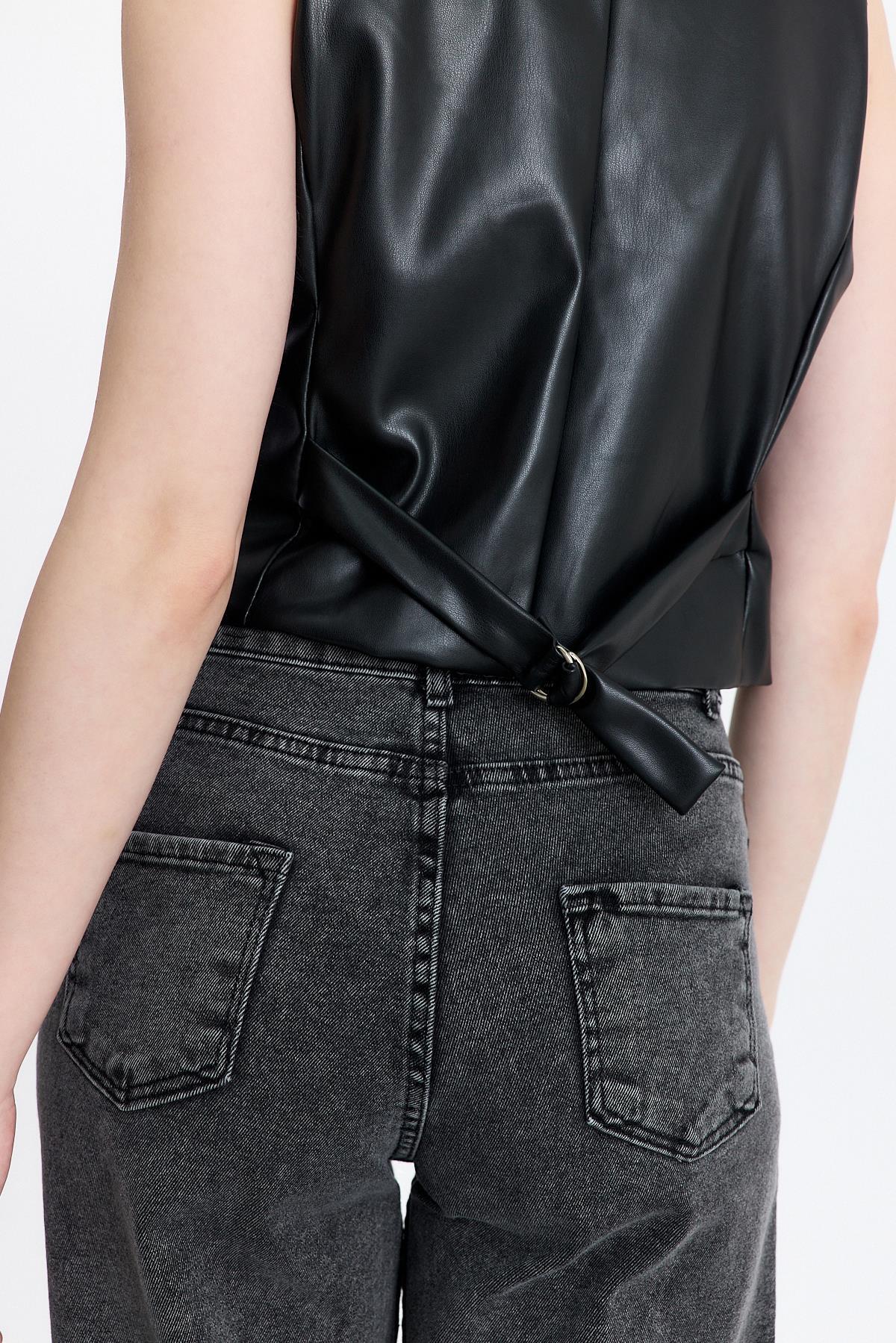 3040A Sahte Cep Detay Yelek Siyah - 6