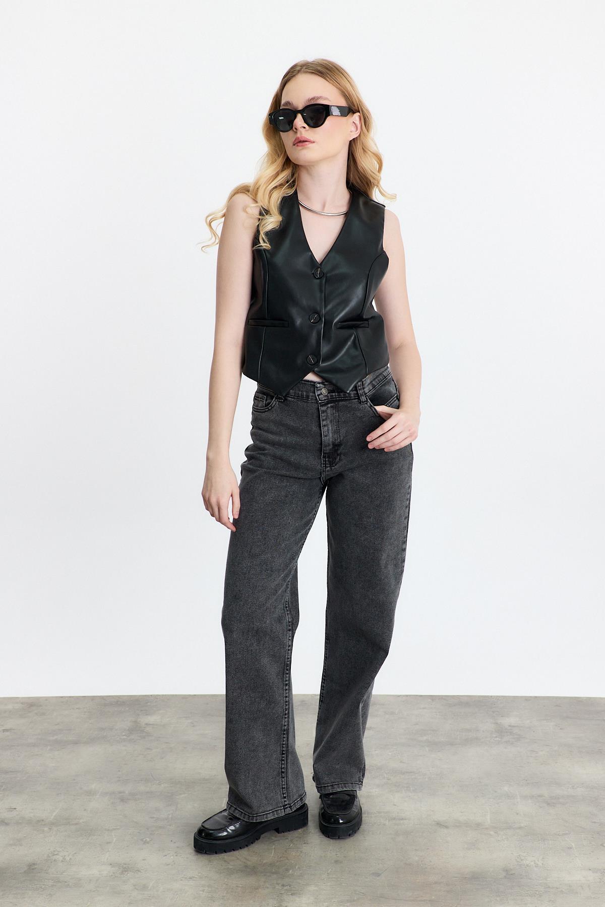 3040A Sahte Cep Detay Yelek Siyah - 8