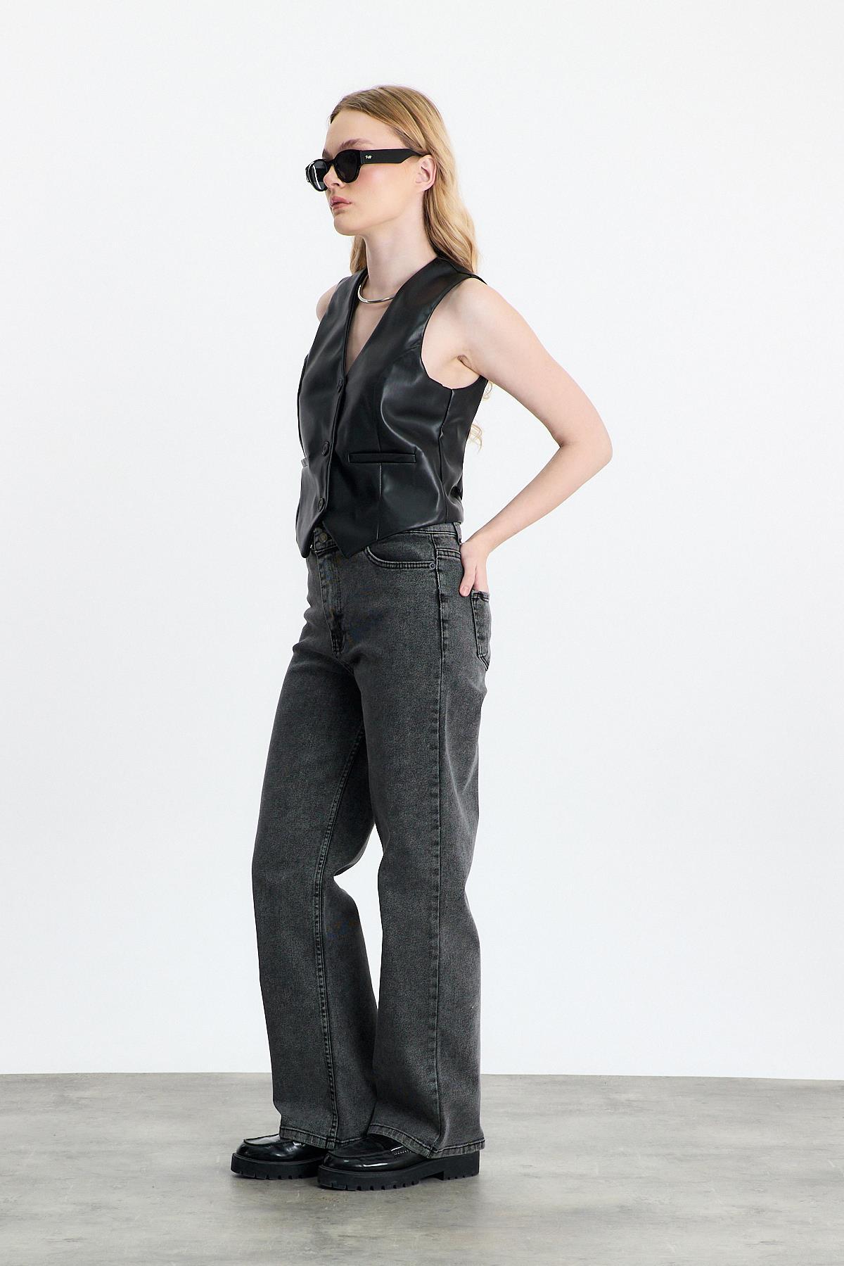 Siyah Sahte Cep Detay Yelek 3040A - 2