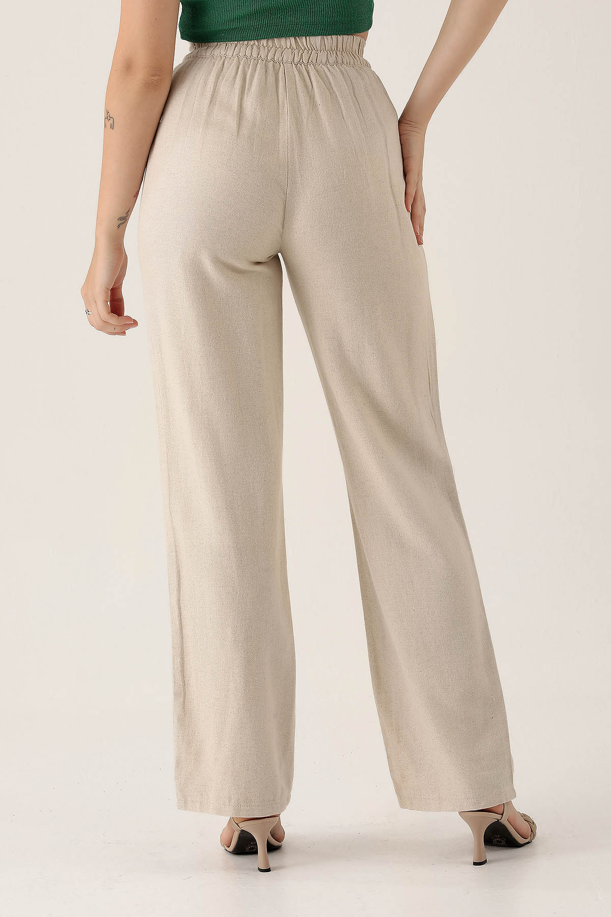 Natural Bel Bantlı Palazzo Pantolon 3044 - 5