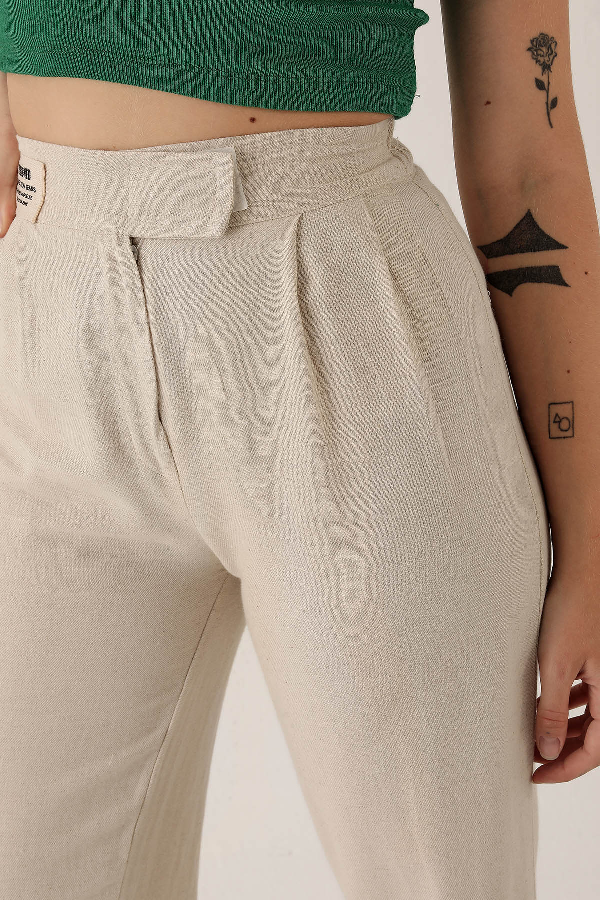 Natural Bel Bantlı Palazzo Pantolon 3044 - 6